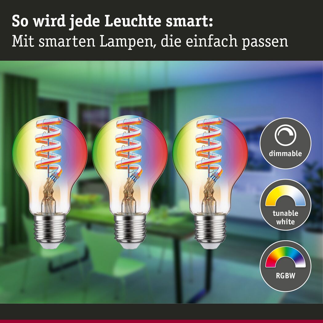 LED-Leuchtmittelset 'Zigbee' dimmbar Standardform E27 6,3 W 470 lm warmweiß 3 Stück