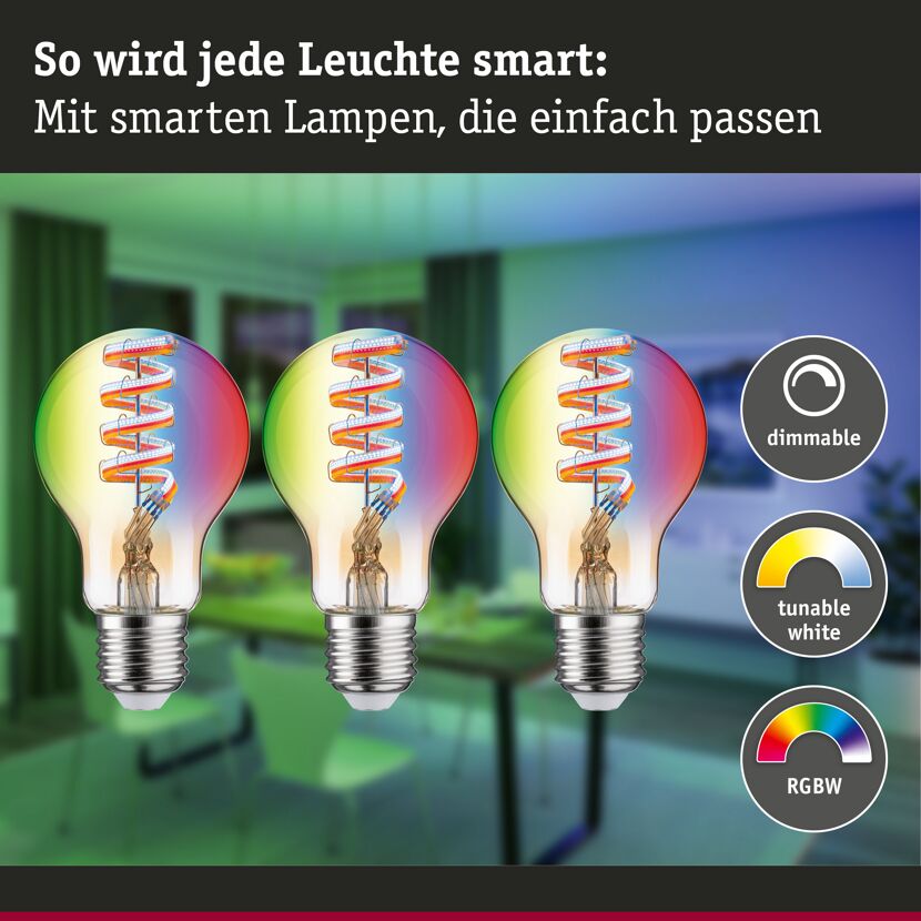 LED-Leuchtmittelset 'Zigbee' dimmbar Standardform E27 6,3 W 470 lm warmweiß 3 Stück