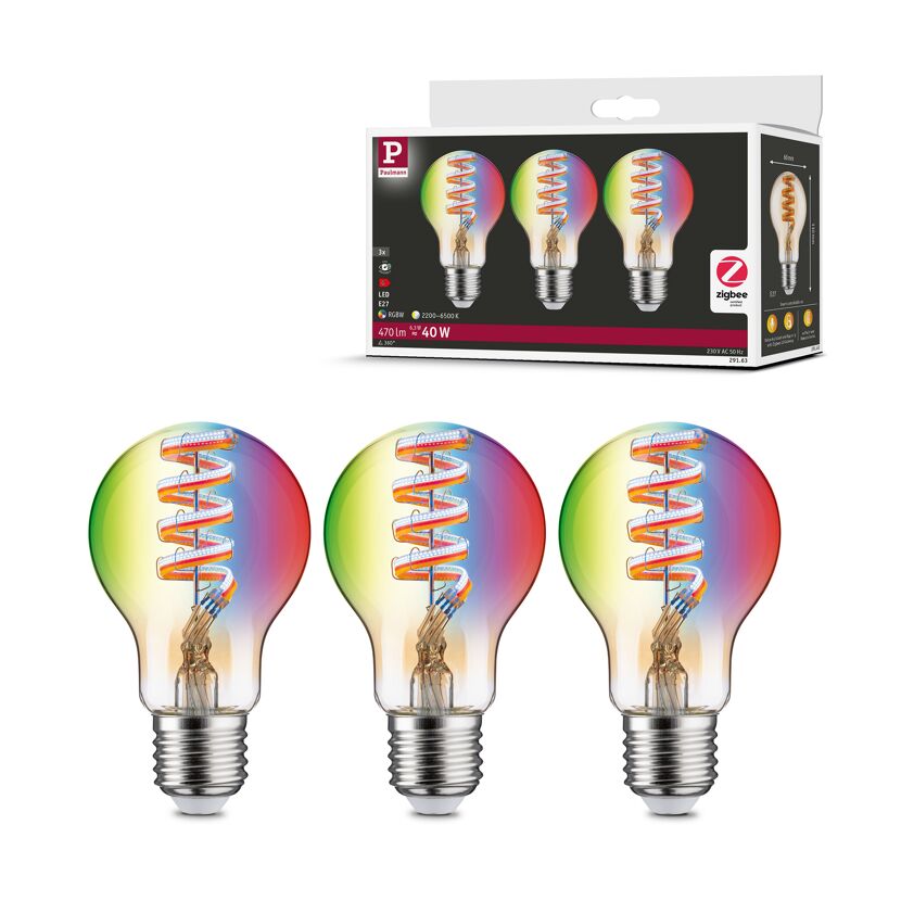 LED-Leuchtmittelset 'Zigbee' dimmbar Standardform E27 6,3 W 470 lm warmweiß 3 Stück