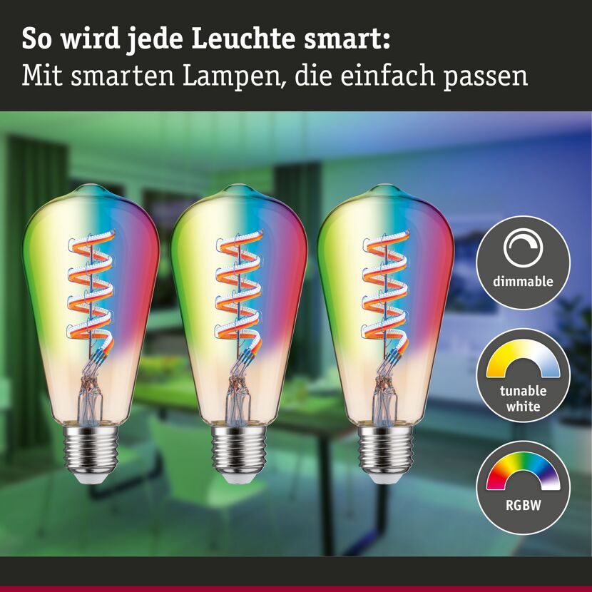 LED-Leuchtmittelset 'Zigbee' dimmbar Kolben E27 6,3 W 470 lm warmweiß 3 Stück