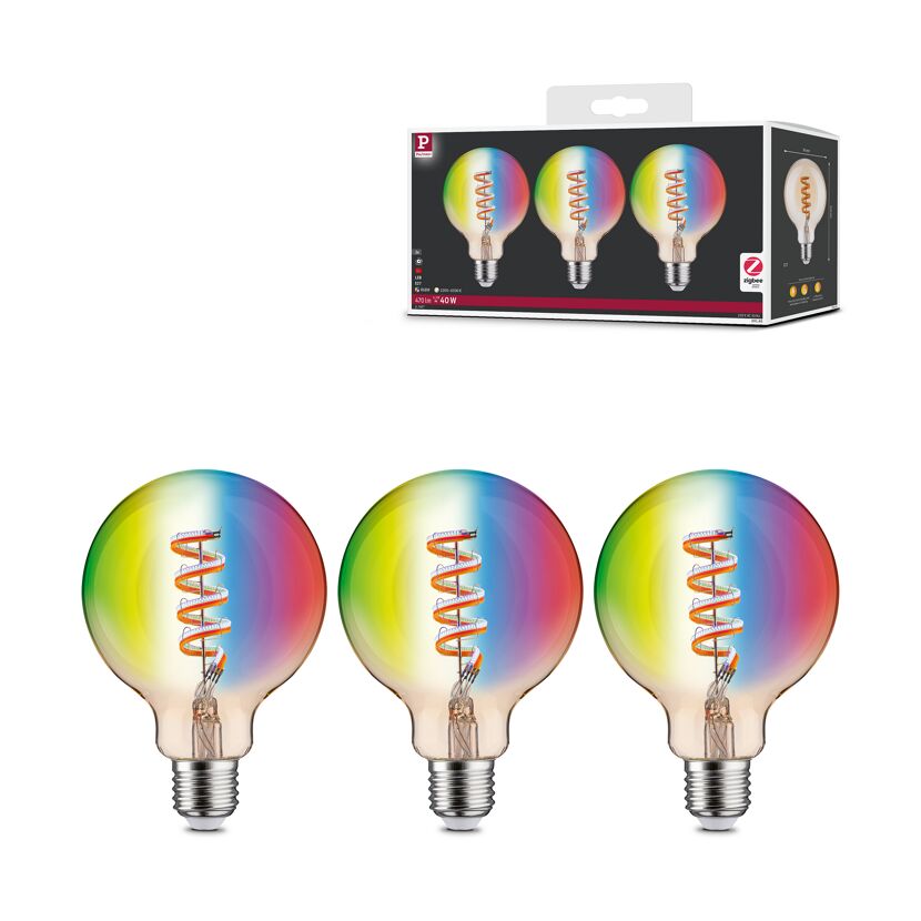 LED-Leuchtmittelset 'Zigbee' dimmbar Globe E27 6,3 W 470 lm warmweiß 3 Stück