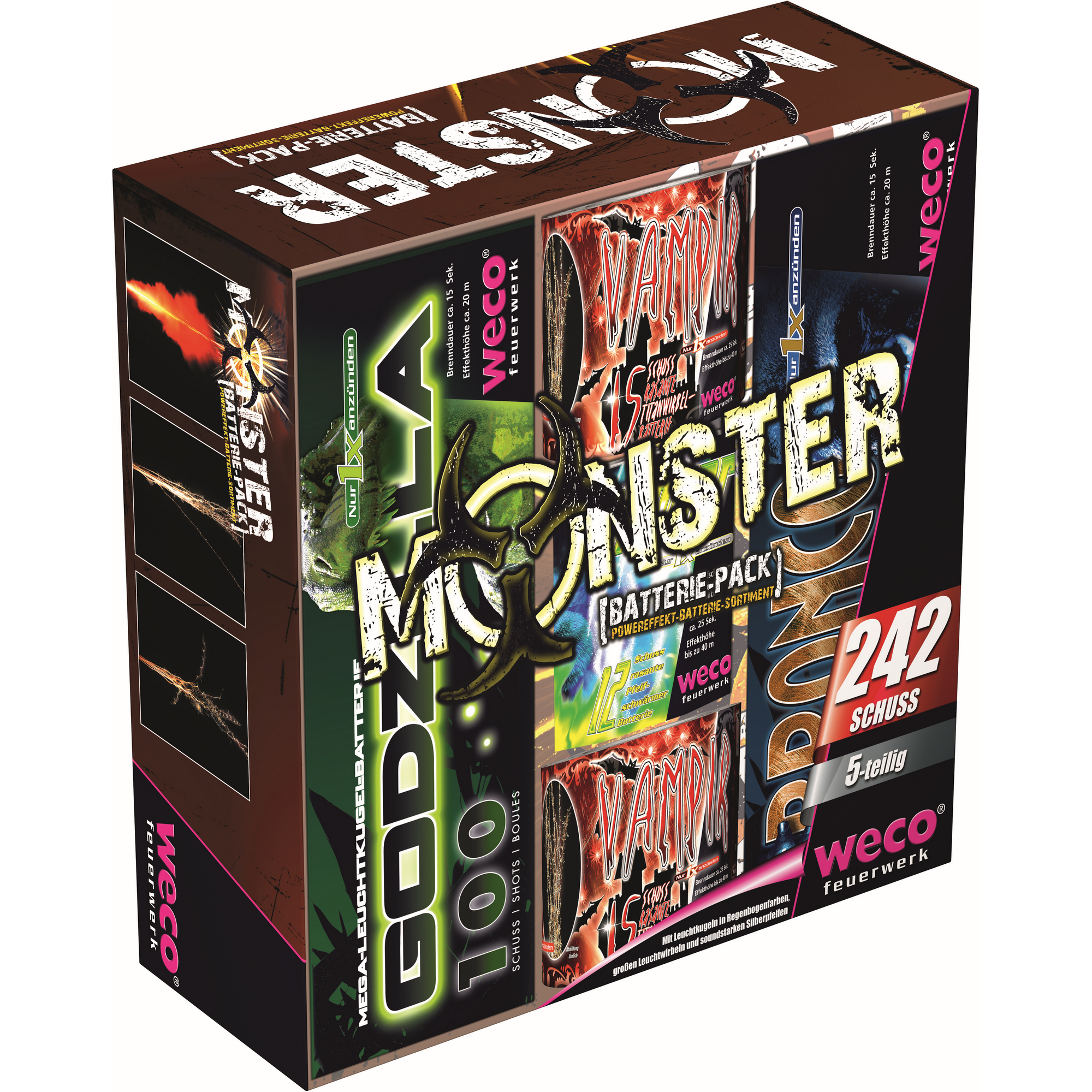 Batterie-Feuerwerk 'Monster' 5-teilig 242 Schuss