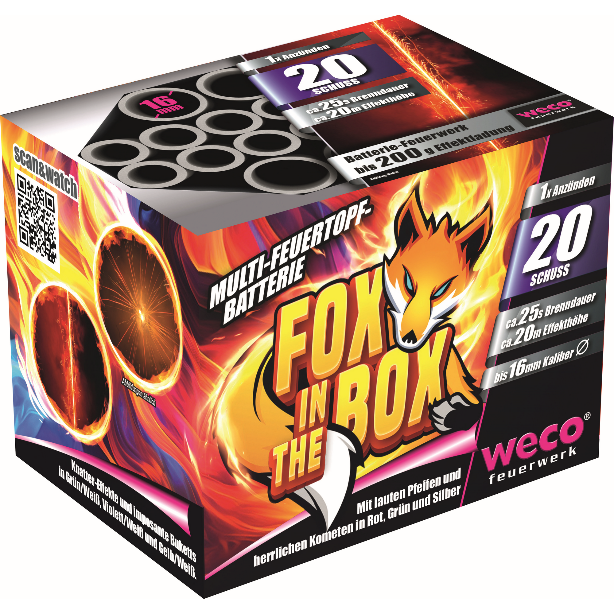 Batterie-Feuerwerk 'Fox in the Box' 20 Schuss