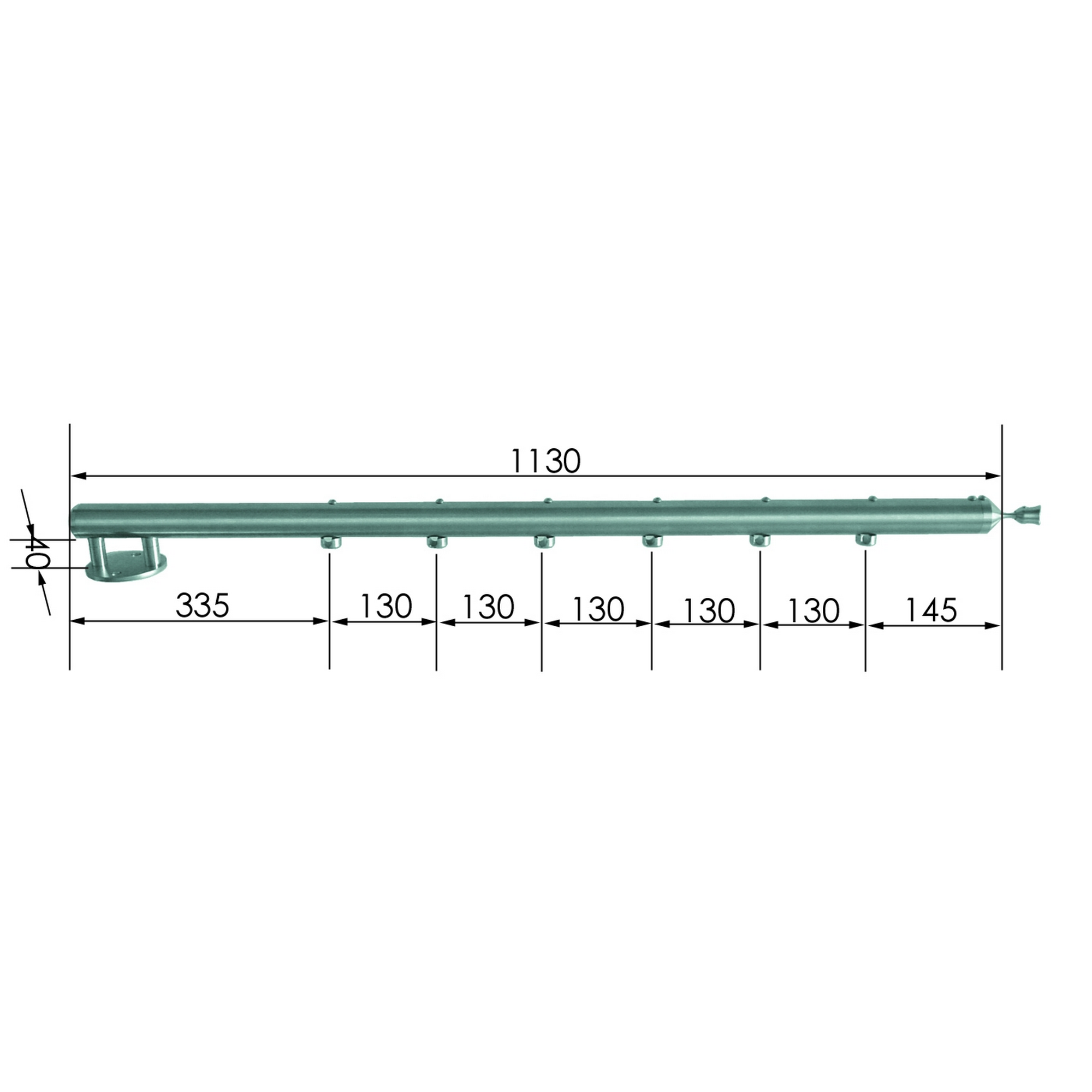 Geländerstab 'E78' Ø 42,4 x 1130 mm Edelstahl