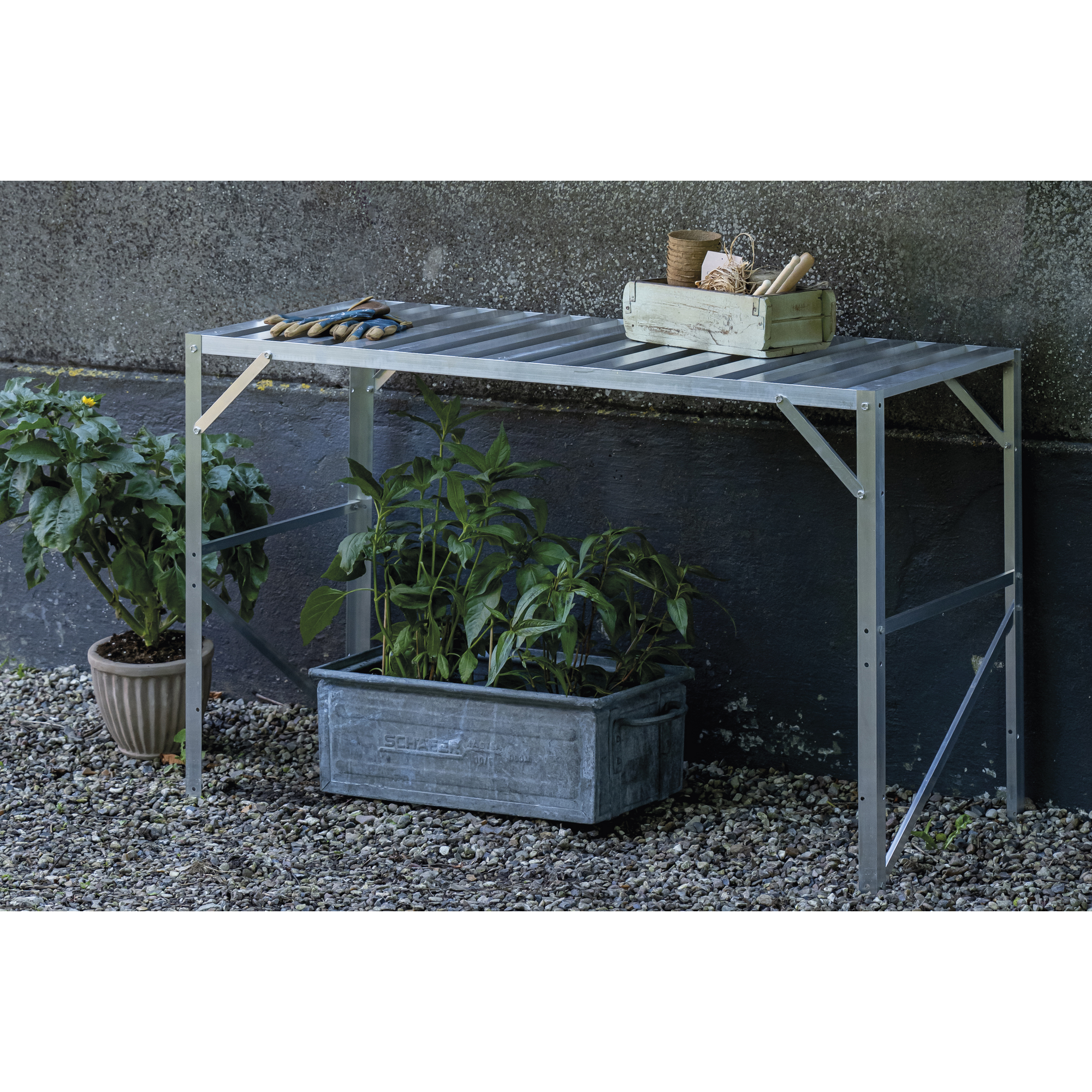 Alu-Tisch 1 Ebenen für Gewächshäuser aluminiumfarben