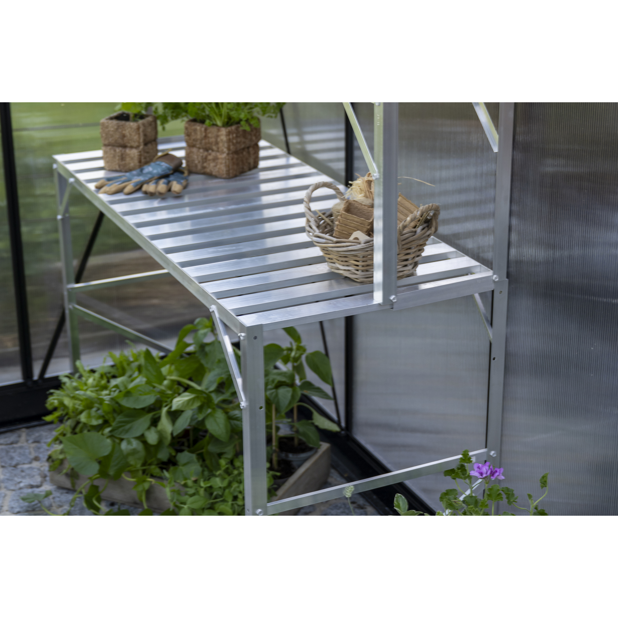 Alu-Tisch 1 Ebenen für Gewächshäuser aluminiumfarben