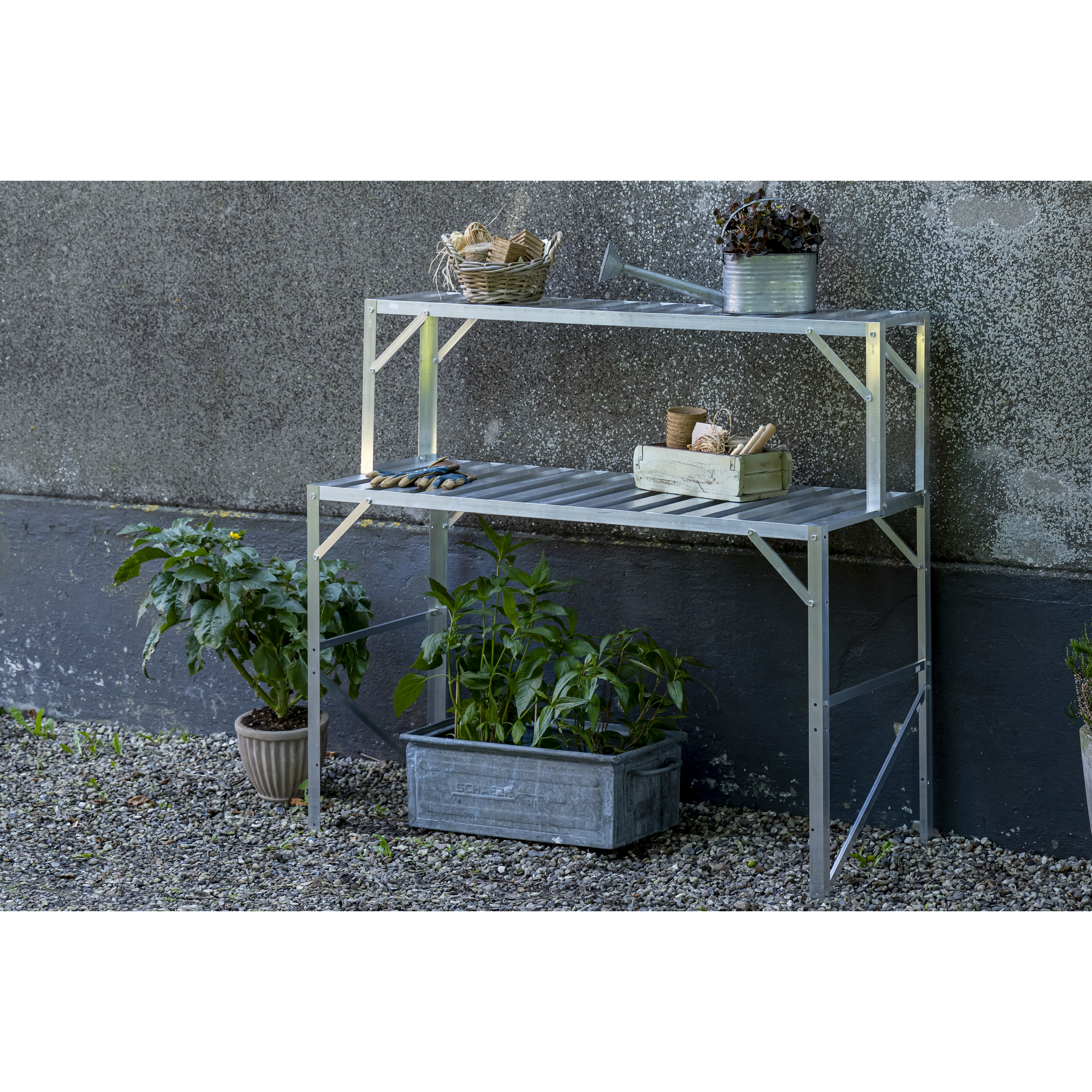 Alu-Tisch 1 Ebenen für Gewächshäuser aluminiumfarben