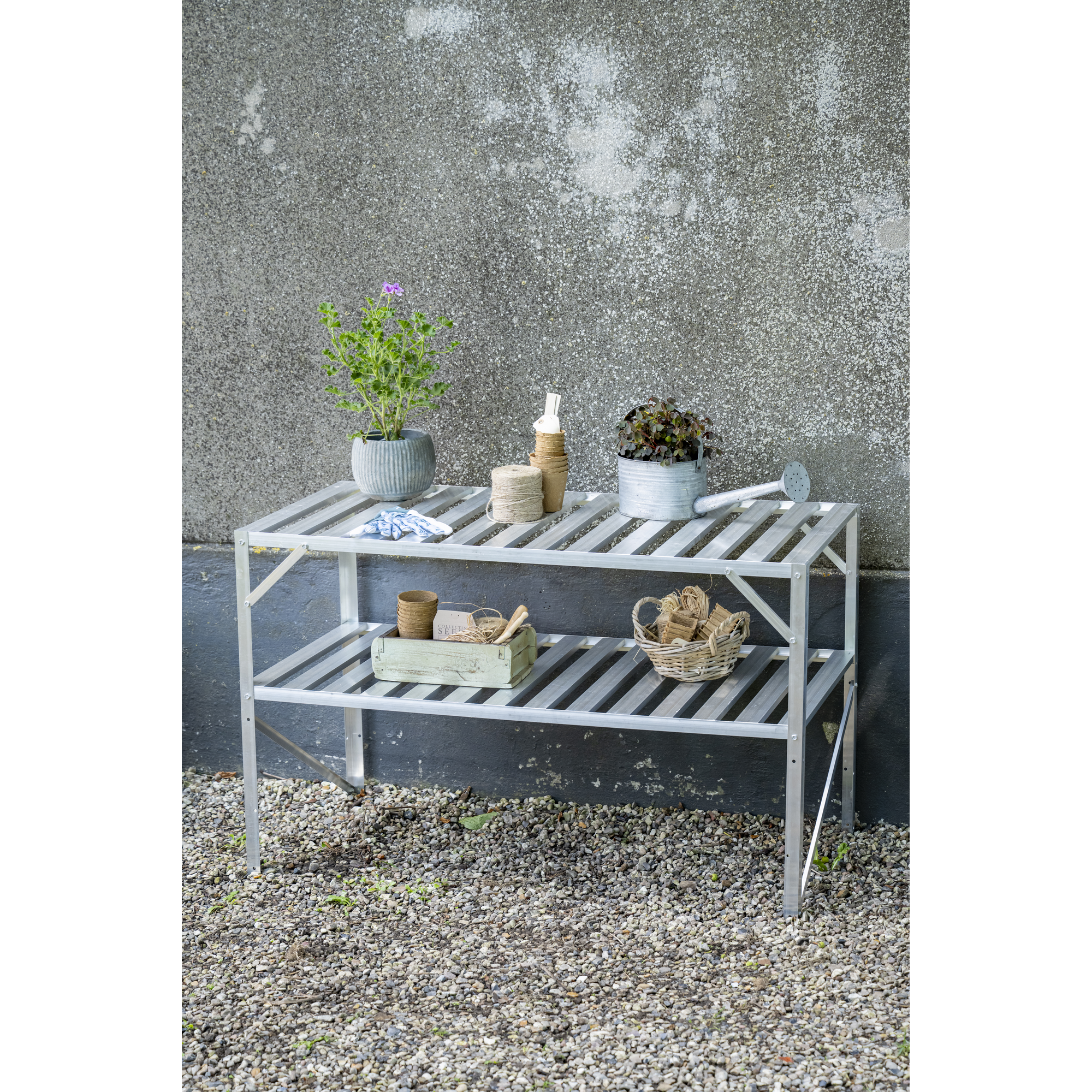 Alu-Tisch 2 Ebenen für Gewächshäuser aluminiumfarben