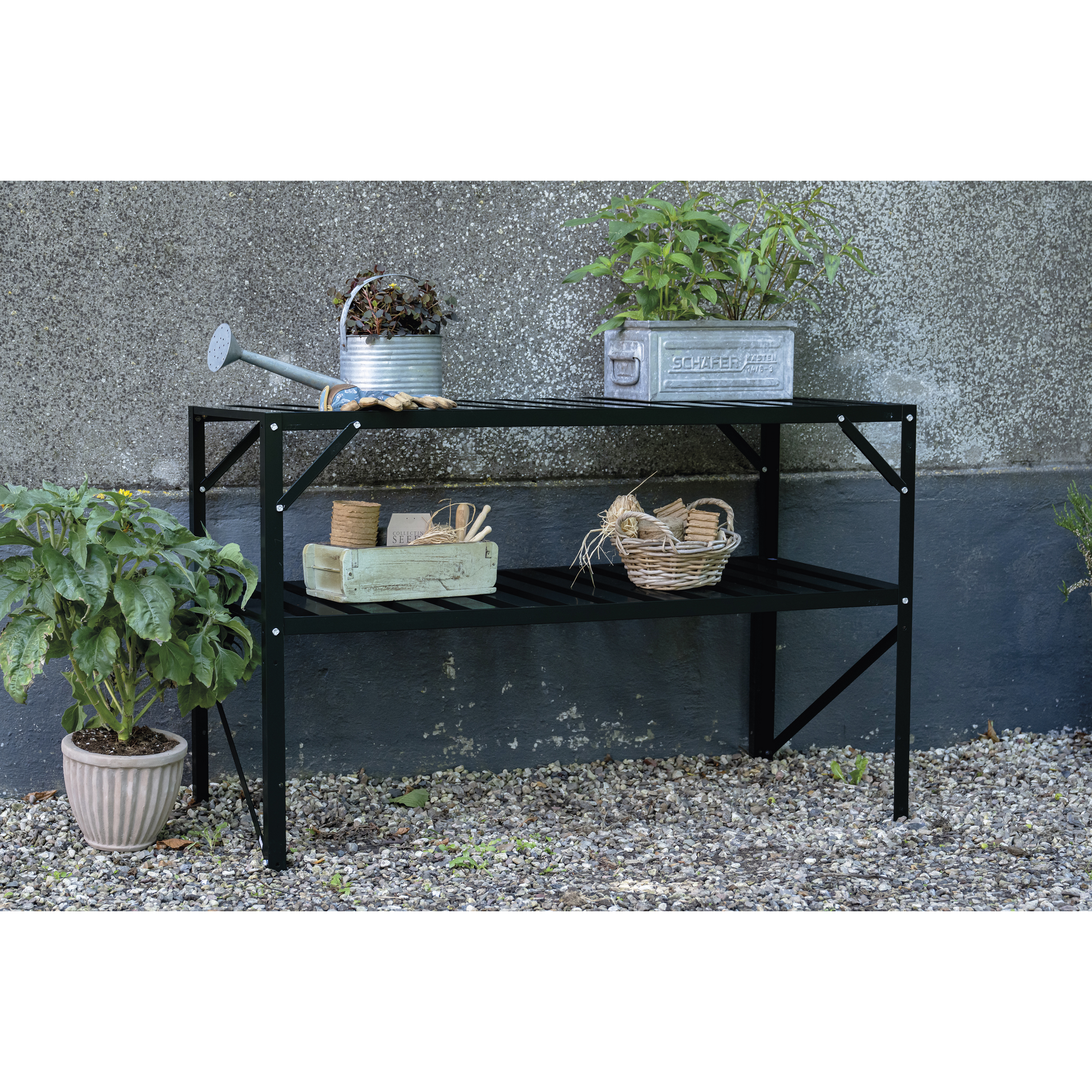Alu-Tisch 2 Ebenen für Gewächshäuser schwarz