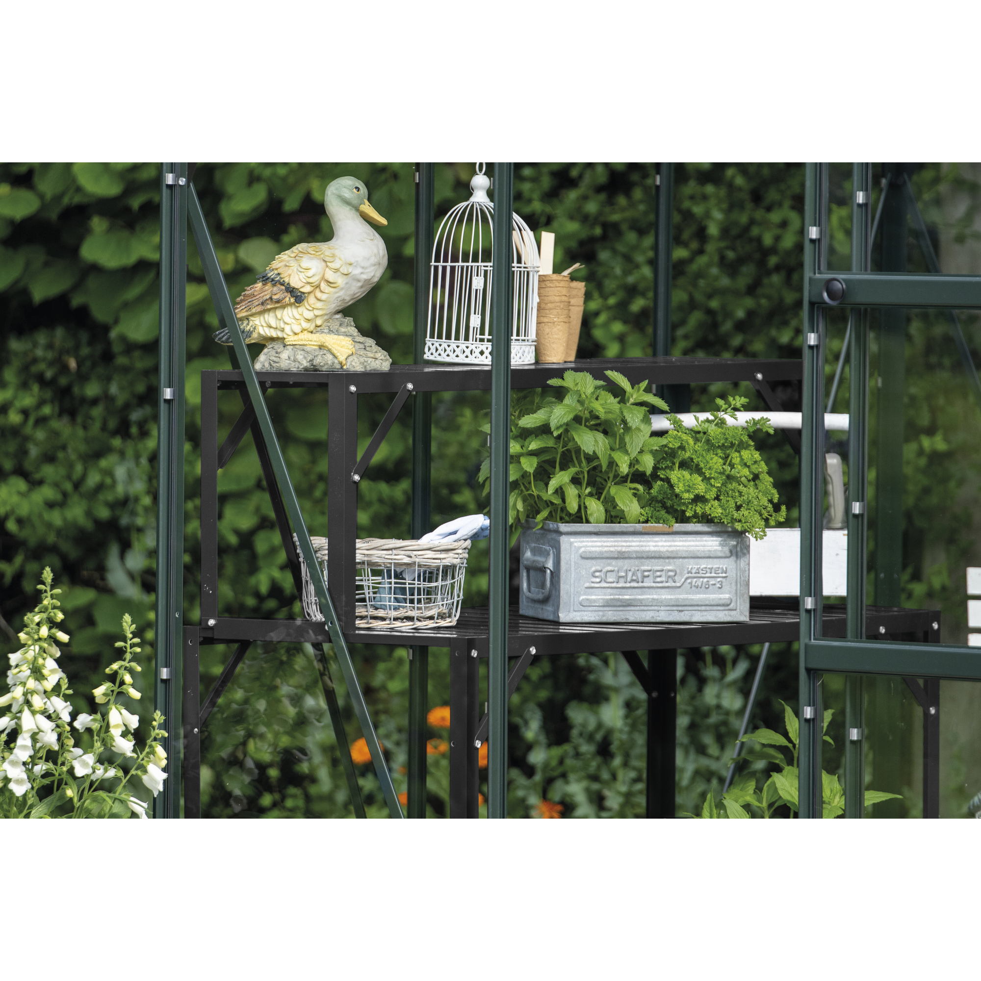 Alu-Tisch 2 Ebenen für Gewächshäuser schwarz