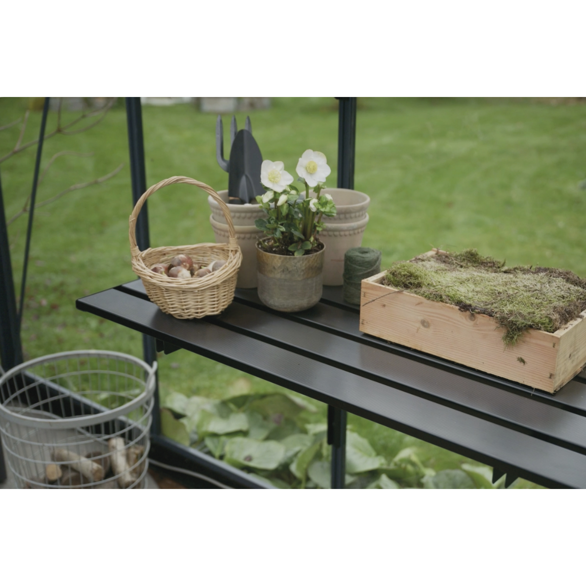 Klapptisch für Gewächshaus 280 x 55 cm schwarz