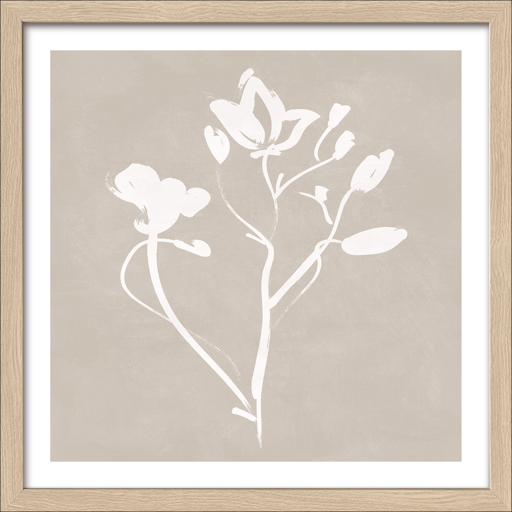 Kunstdruck Framed-Art Slim Scandic 'Flowers Beige' 33 x 33 cm gerahmt