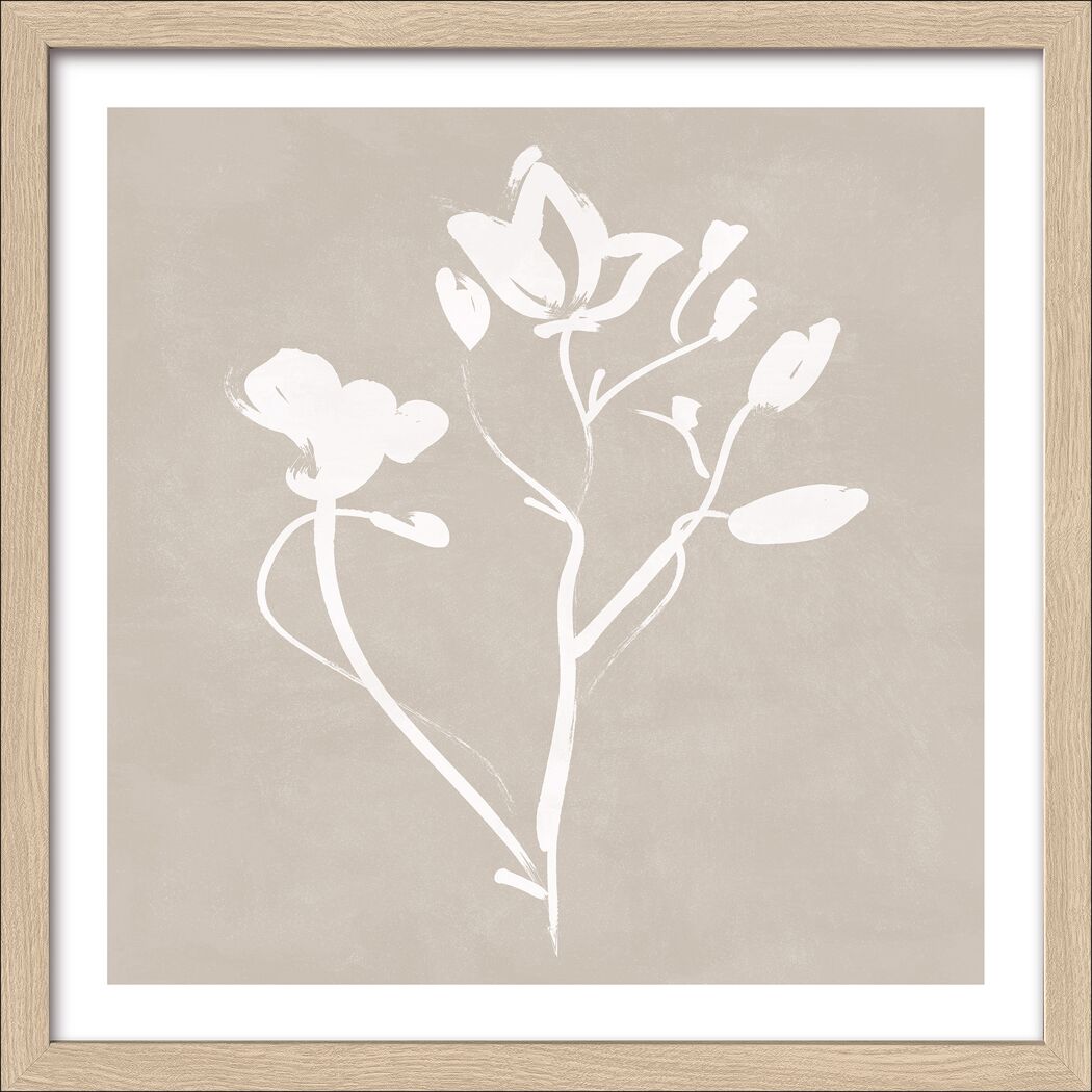 Kunstdruck Framed-Art Slim Scandic 'Flowers Beige' 33 x 33 cm gerahmt