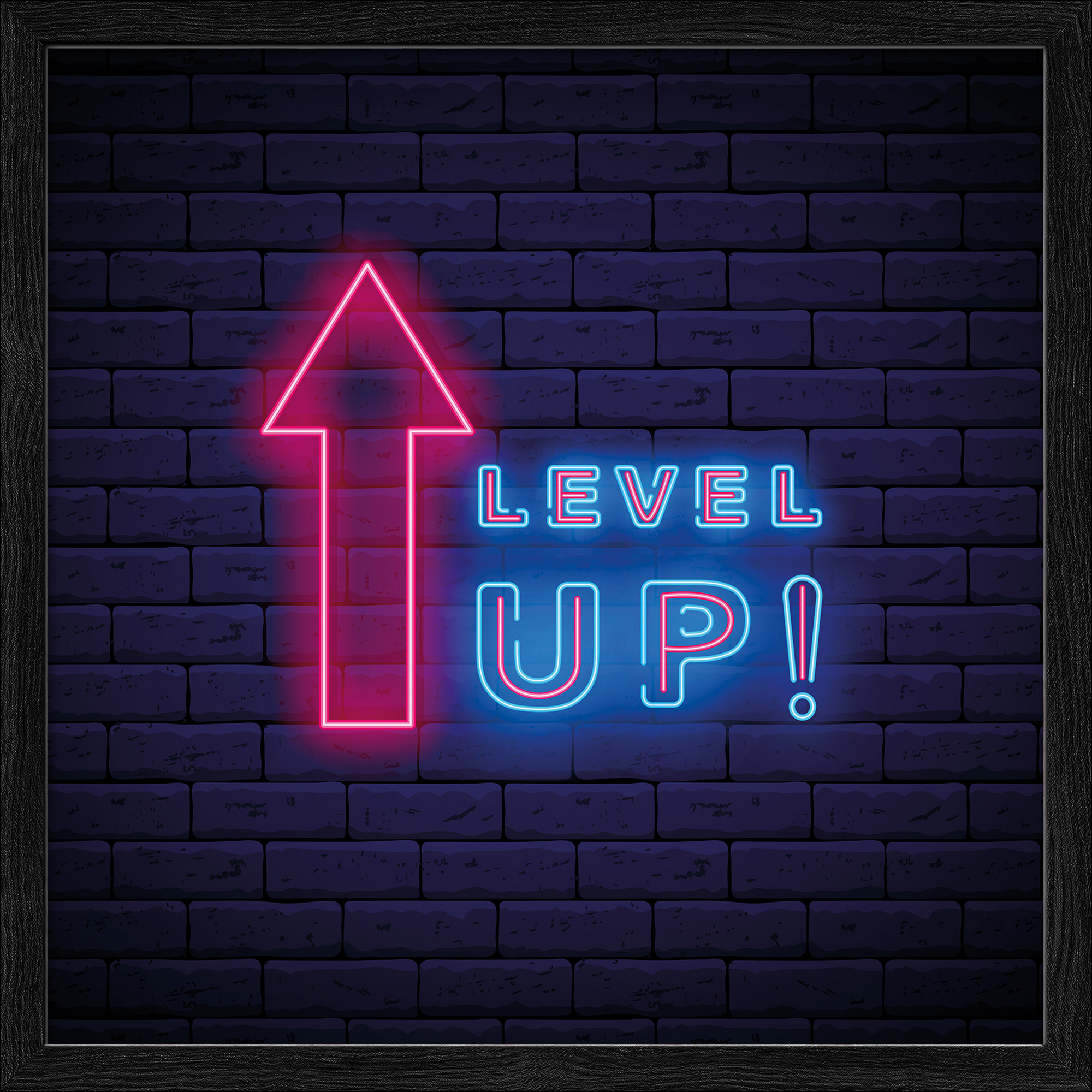 Kunstdruck Framed-Art Slim Scandic 'Neon Level Up' 33 x 33 cm gerahmt