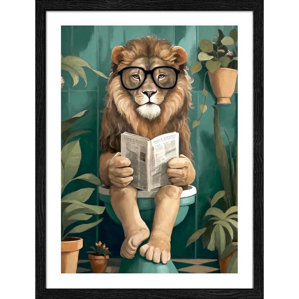 Kunstdruck Framed-Art Slim Scandic 'Lustiger Löwe' 33 x 43 cm gerahmt