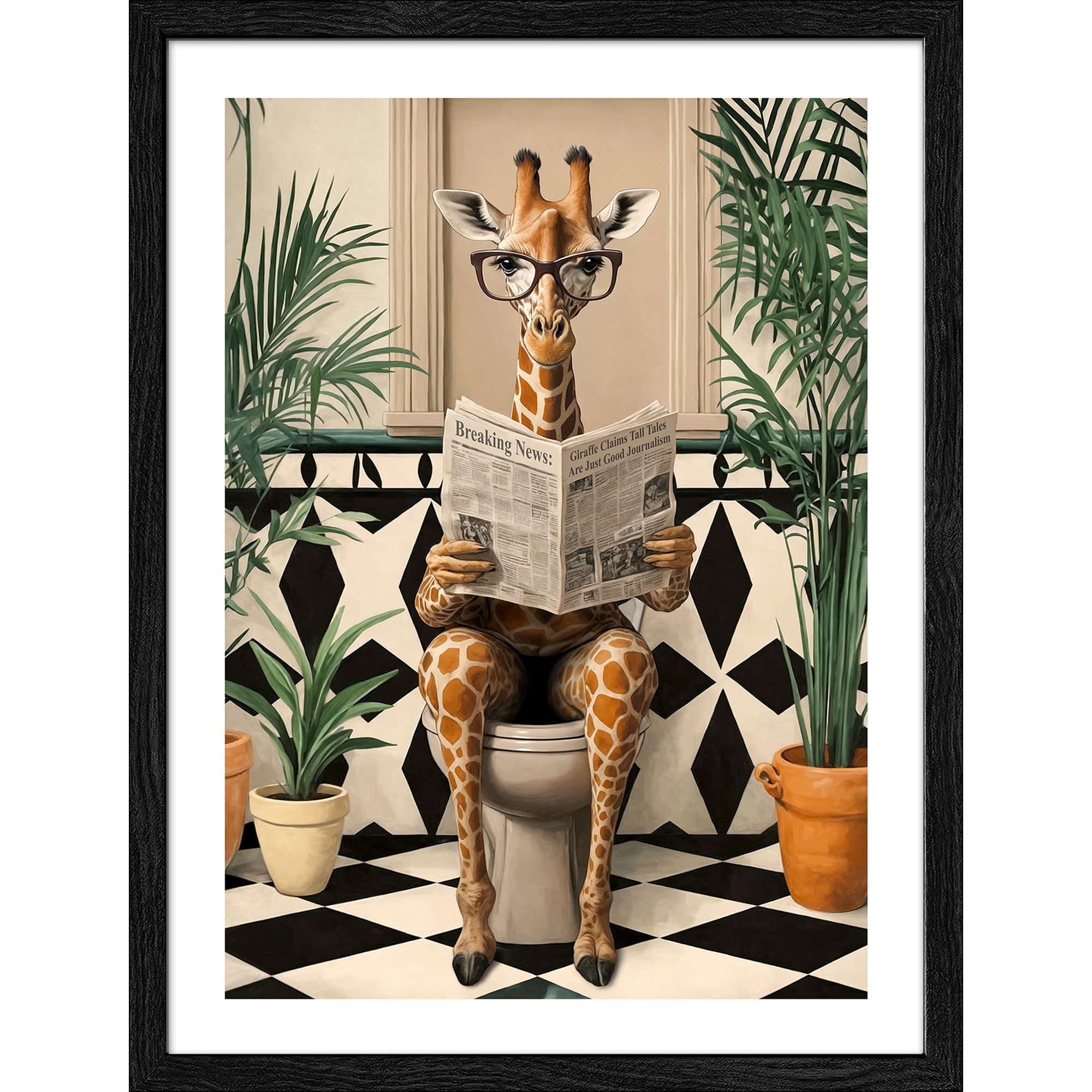 Kunstdruck Framed-Art Slim Scandic 'Giraffe' 33 x 43 cm gerahmt