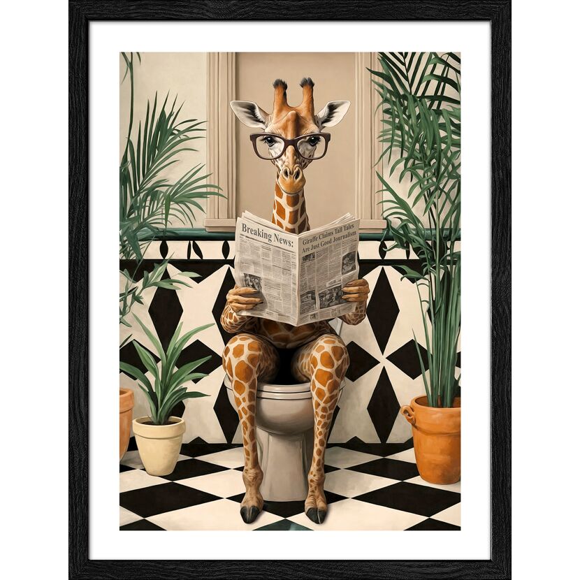 Kunstdruck Framed-Art Slim Scandic 'Giraffe' 33 x 43 cm gerahmt