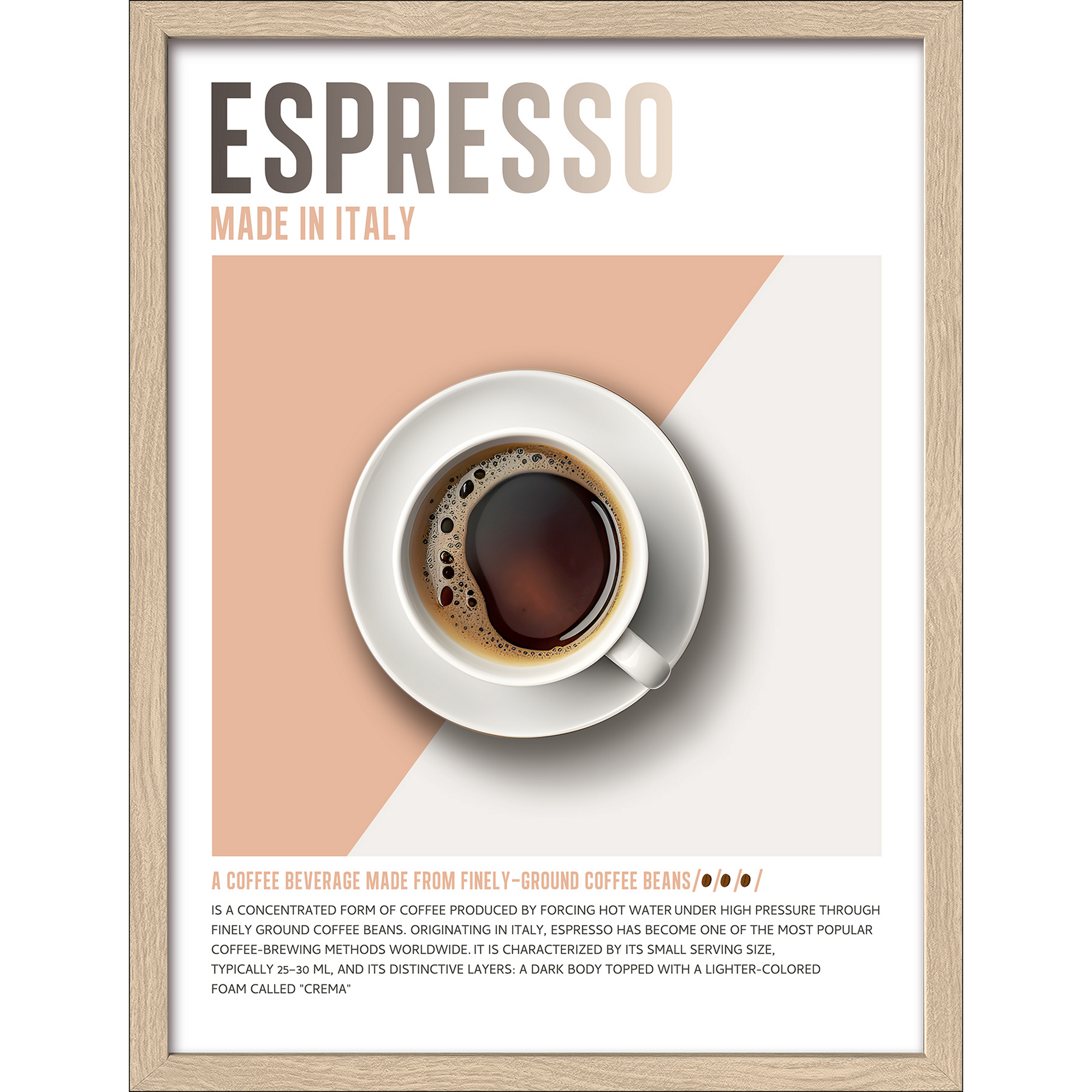 Kunstdruck Framed-Art Slim Scandic 'Espresso' 33 x 43 cm gerahmt
