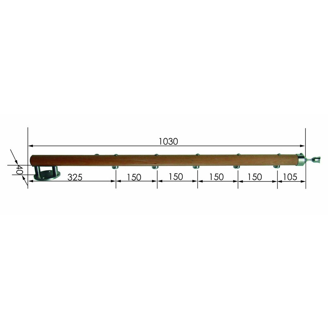 Geländerstab 'B45' seitliche Montage Ø 42 x 1030 mm Buche versiegelt