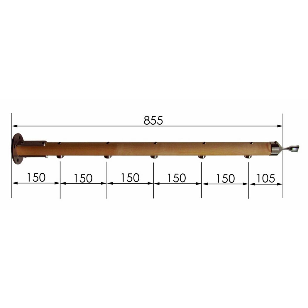 Geländerstab 'B46' Bodenmontage Ø 42 x 855 mm Buche versiegelt