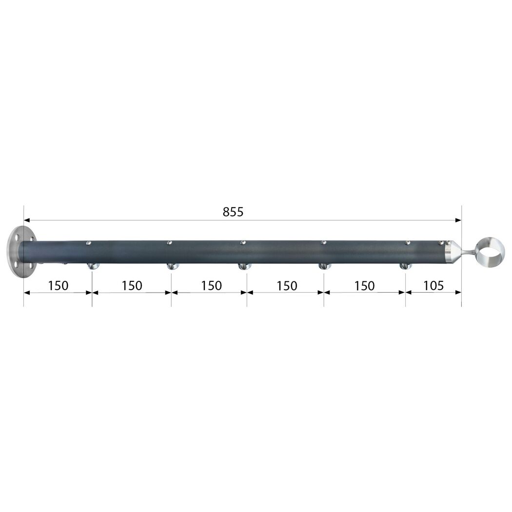 Geländerstab 'B102' Aluminium anthrazit Ø 42,4 x 855 mm