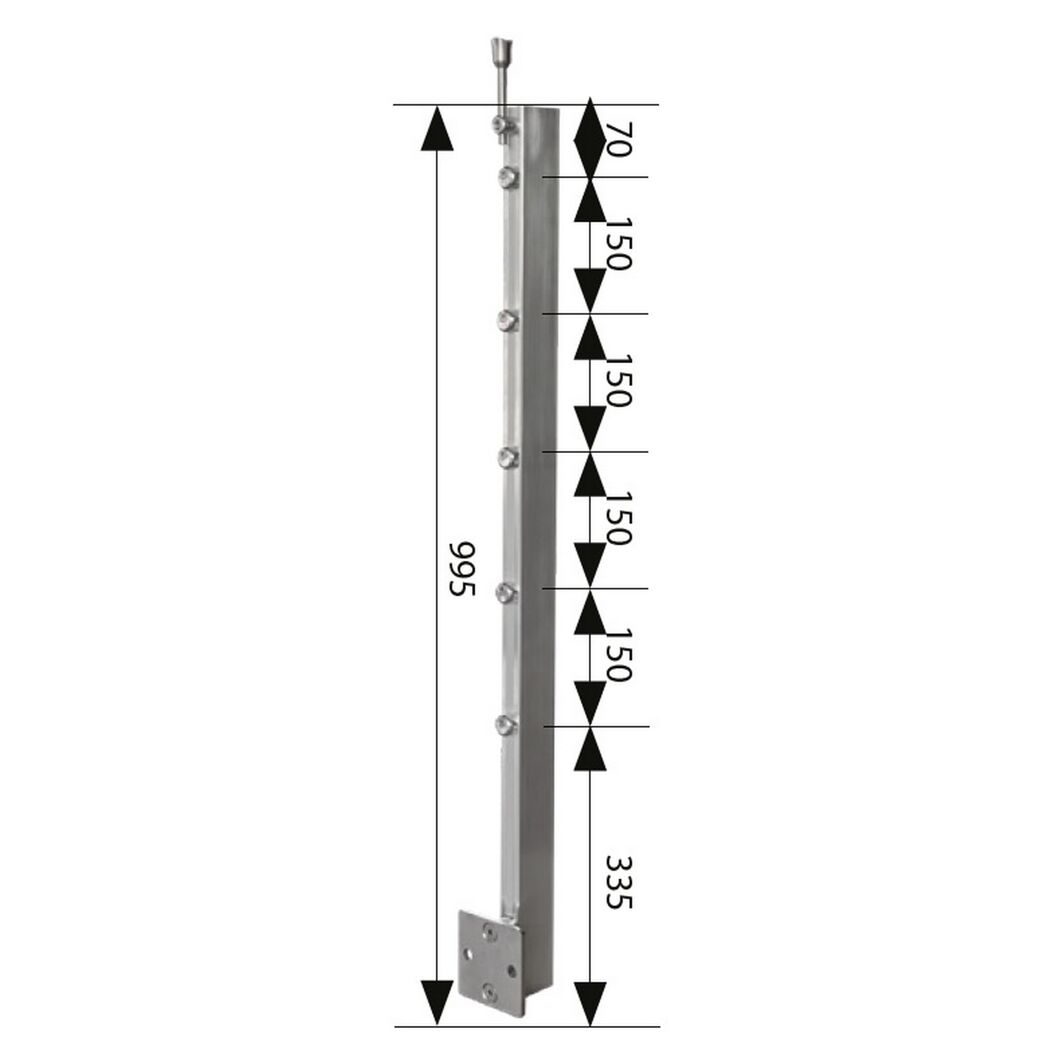 Geländerstab 'B110' CubeRail Aluminium eloxiert 30/60 x 995 mm