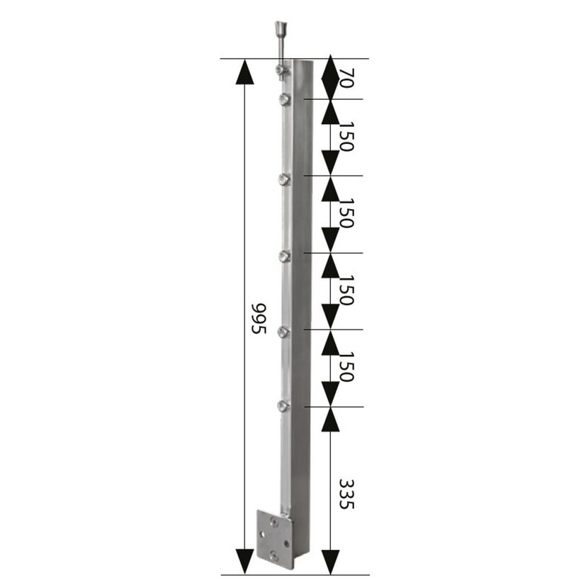 Geländerstab 'B110' CubeRail Aluminium eloxiert 30/60 x 995 mm