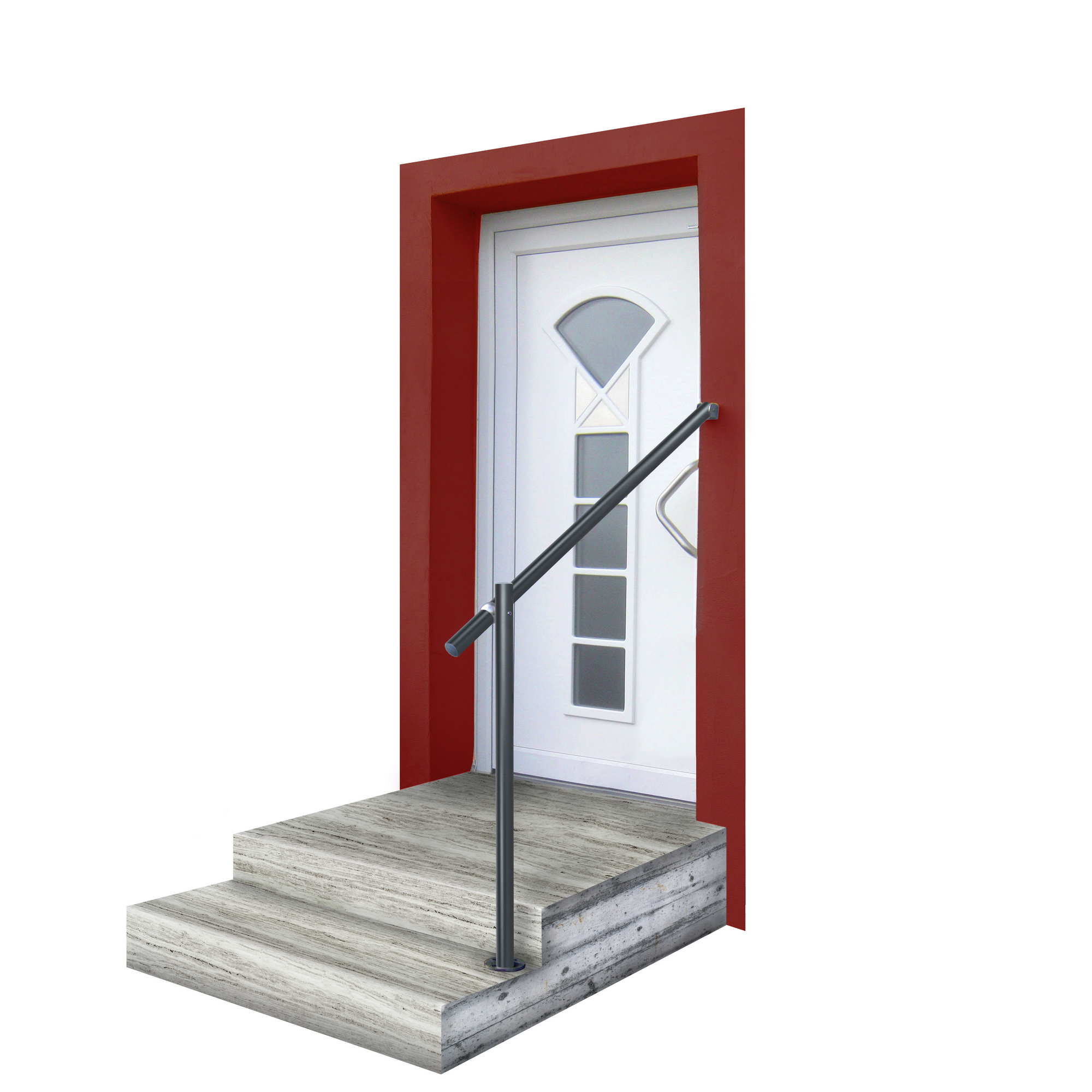 Eingangsgeländer 'GA5' Aluminium anthrazit Bodenmontage 1150 mm