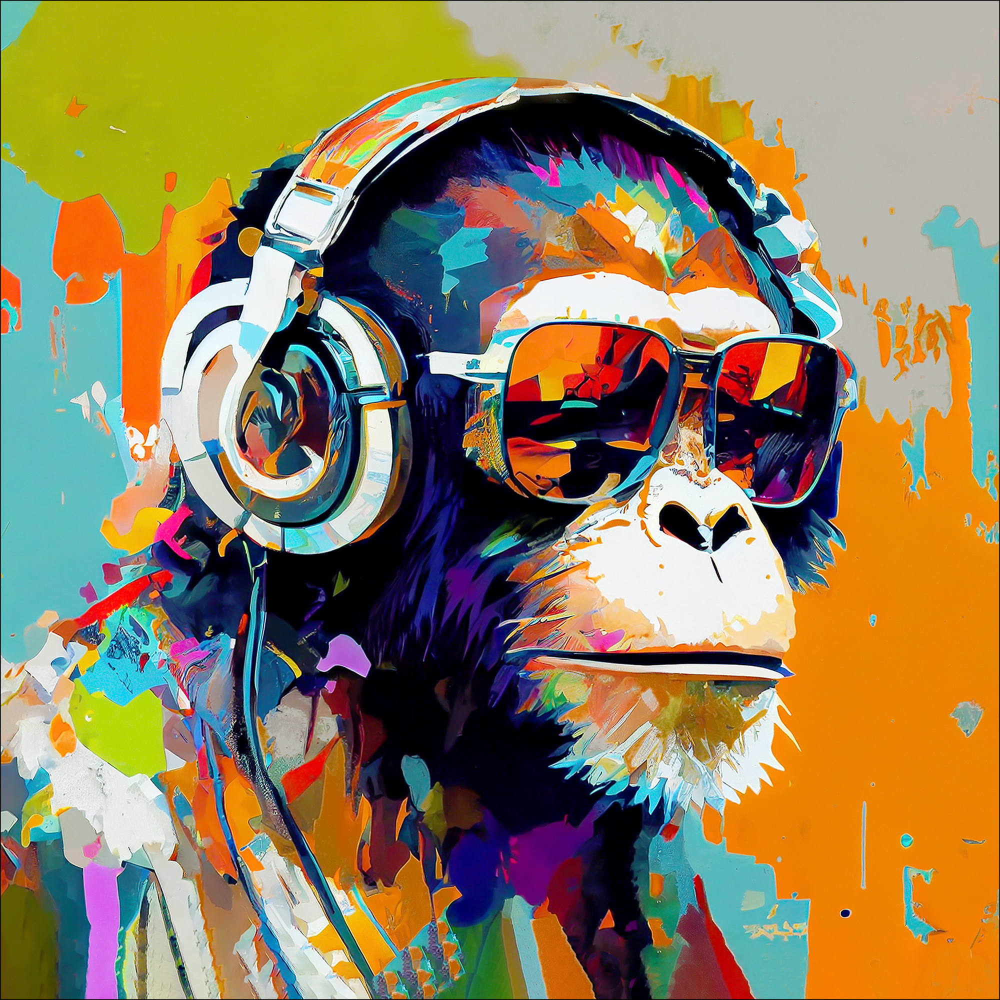 Glasbild Glas-Art 'Headphones I' 50 x 50 cm