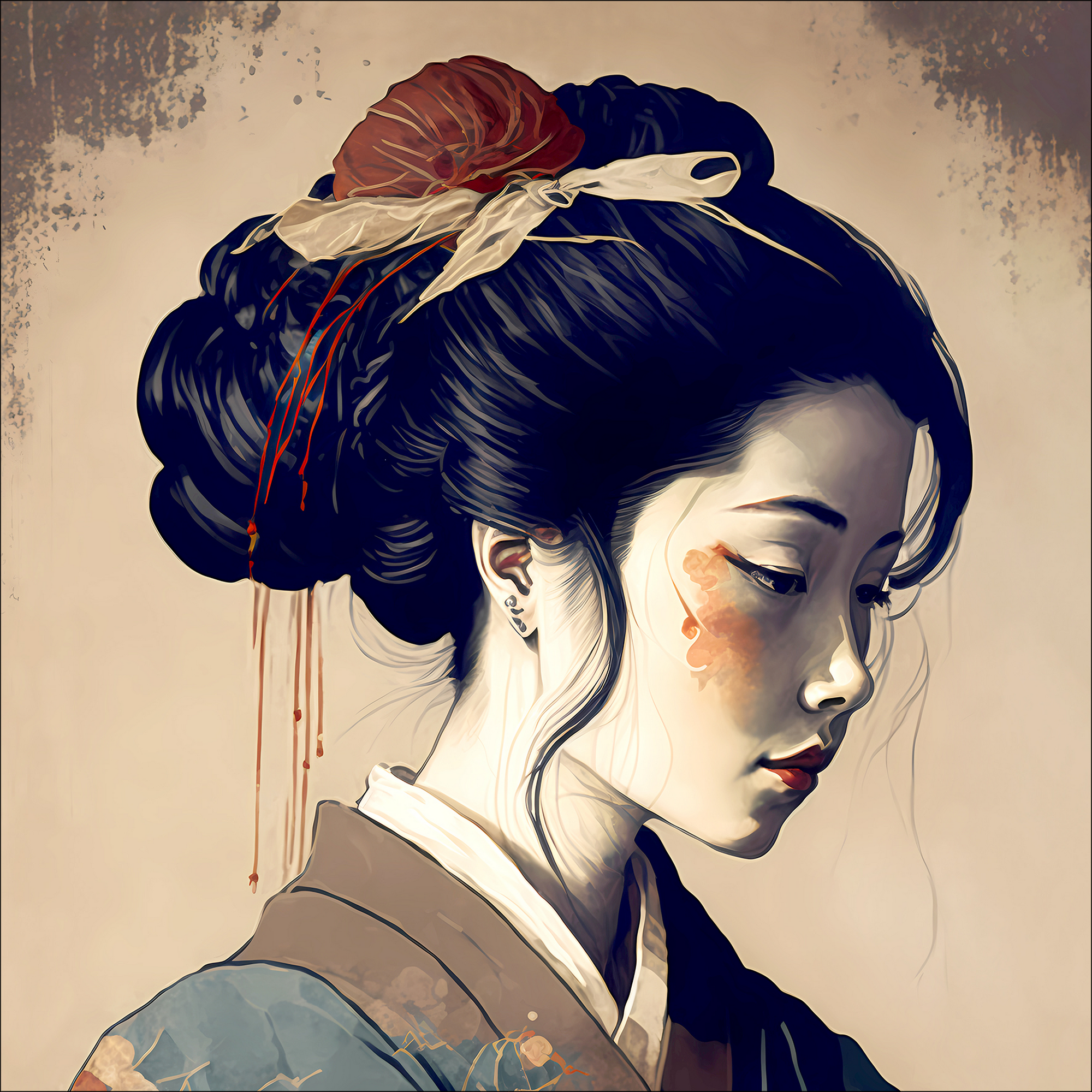 Glasbild Glas-Art 'Geisha II' 50 x 50 cm