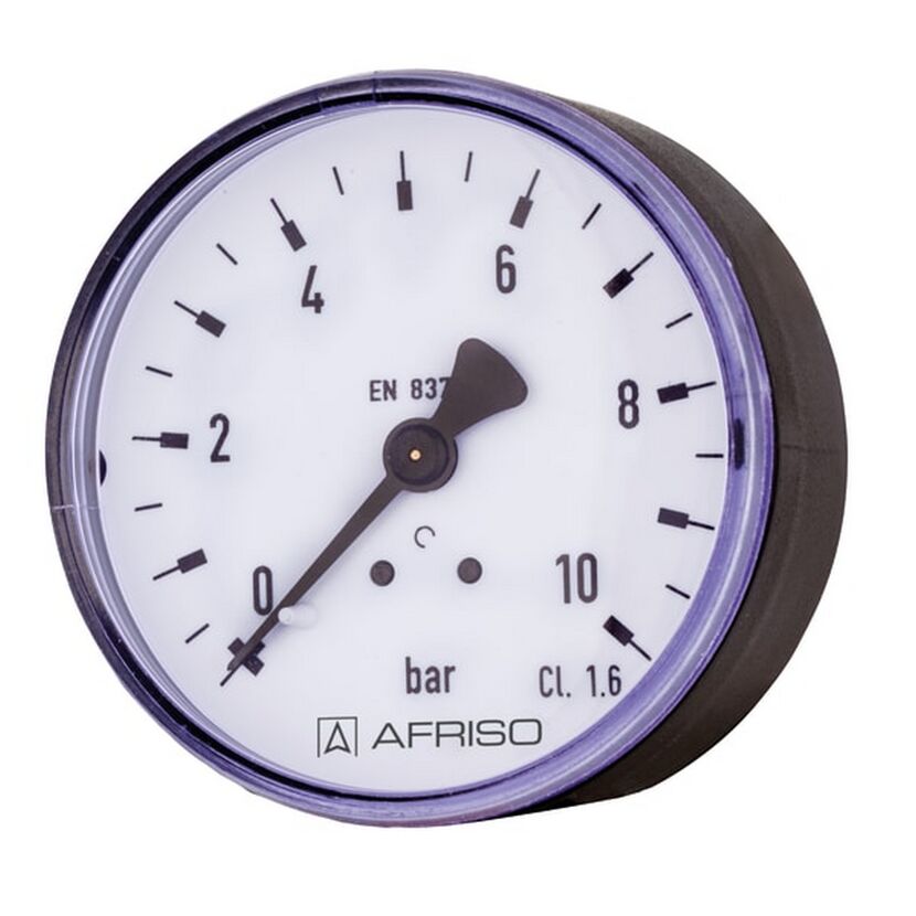 AFRISO Standardmanometer mit Skala und Zeiger.