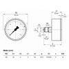 Maßzeichnung des Standardmanometers RF 40 D111 axial G1/8".