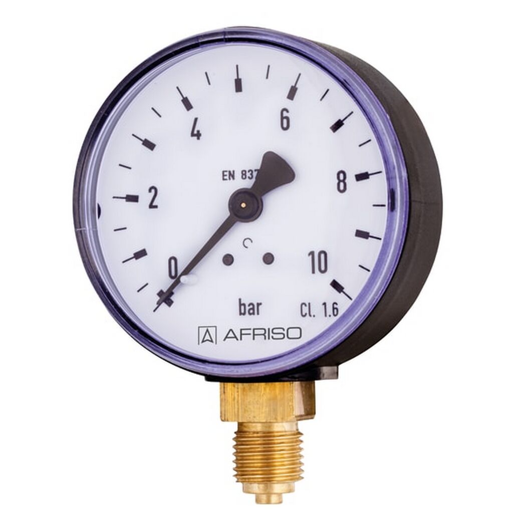 AFRISO Standardmanometer mit Messanzeige und Messinganschluss.