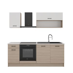 Küchenzeile 'Brünn 203' weiß matt/Eiche Barista 203 x 200 x 60 cm