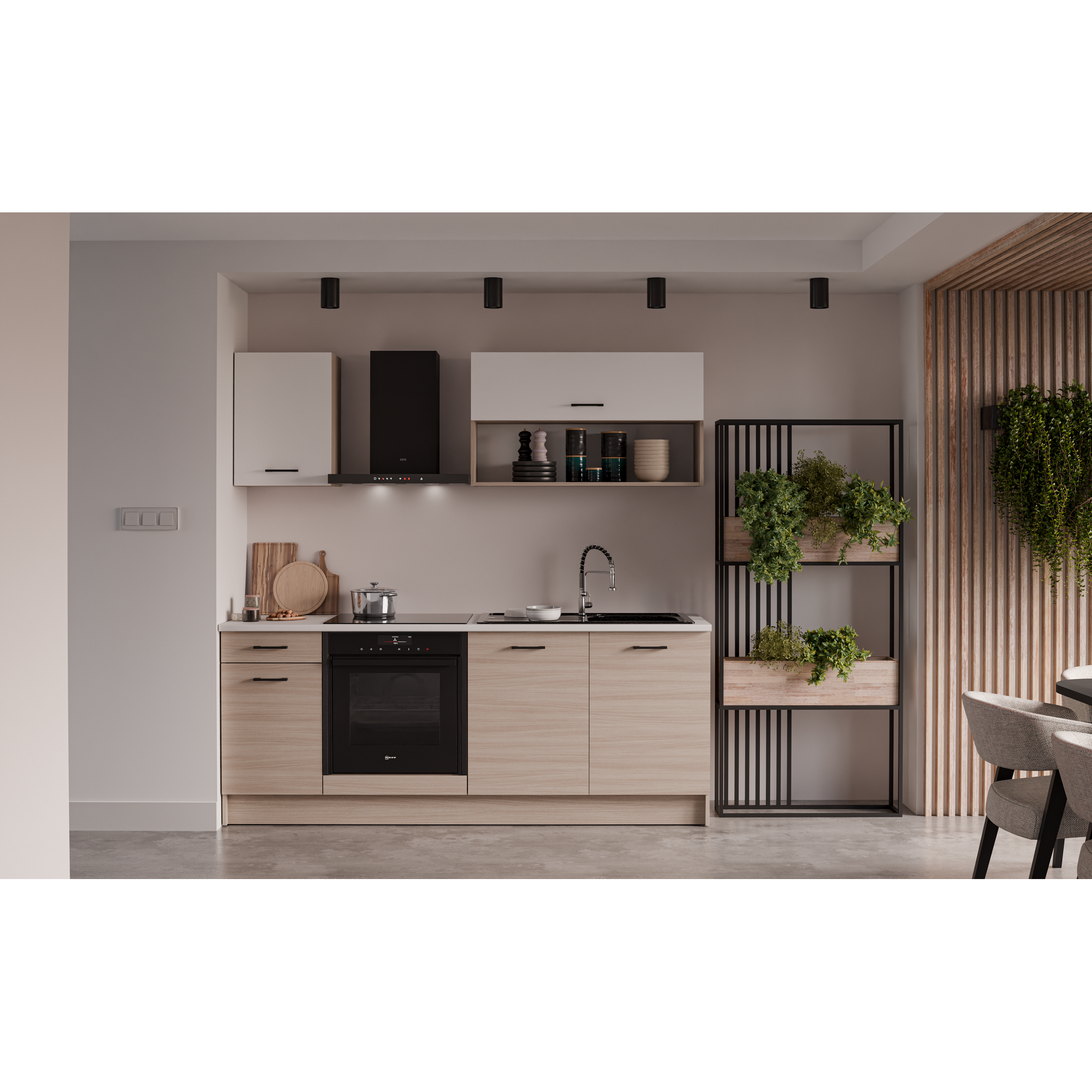 Küchenzeile 'Brünn 203' weiß matt/Eiche Barista 203 x 200 x 60 cm