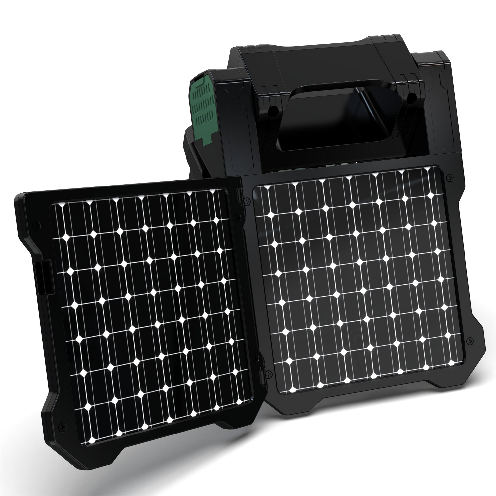 Camping-Ventilator grün Doppel-Solarpanel, LED-Licht 17 x 23 cm