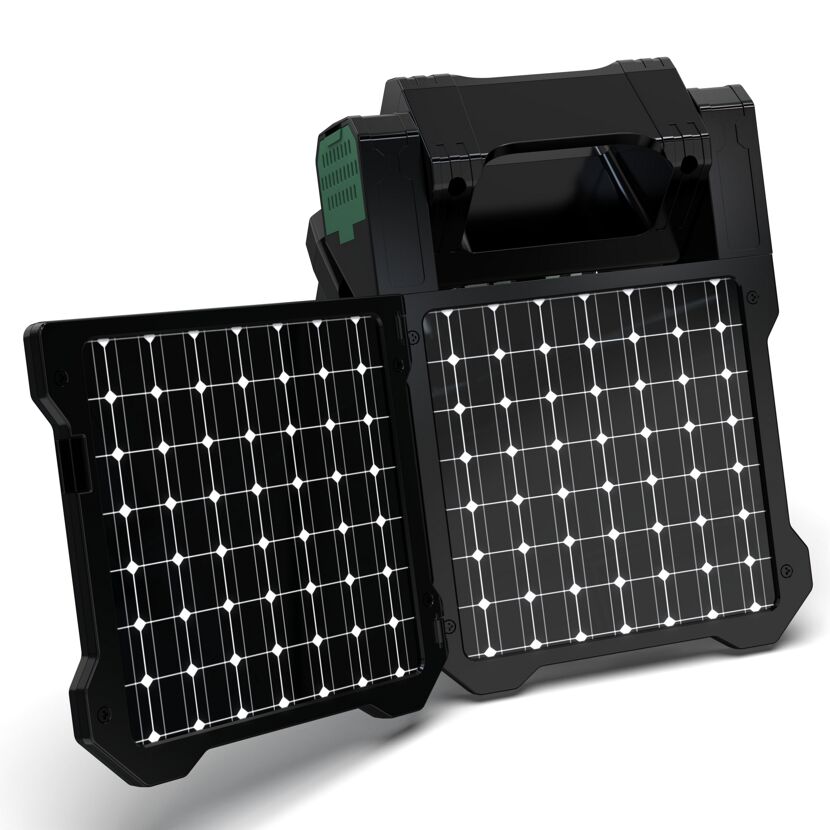Camping-Ventilator grün Doppel-Solarpanel, LED-Licht 17 x 23 cm