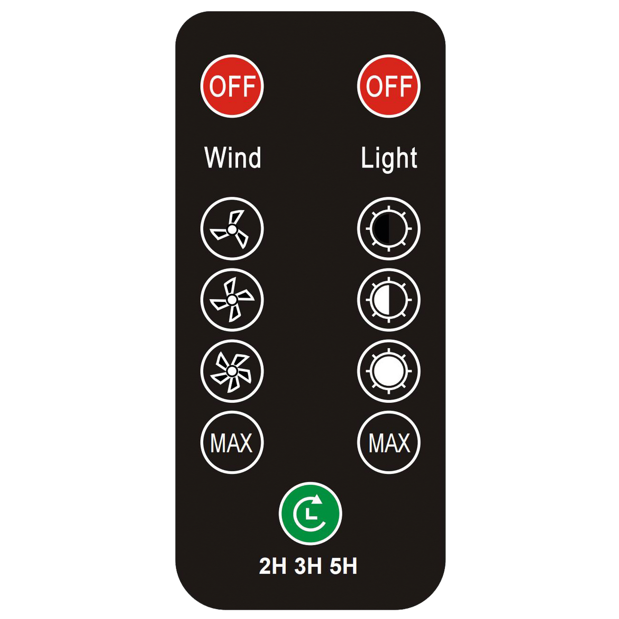 Camping-Ventilator grün mit LED-Licht und Fernbedienung Ø 21,5 cm