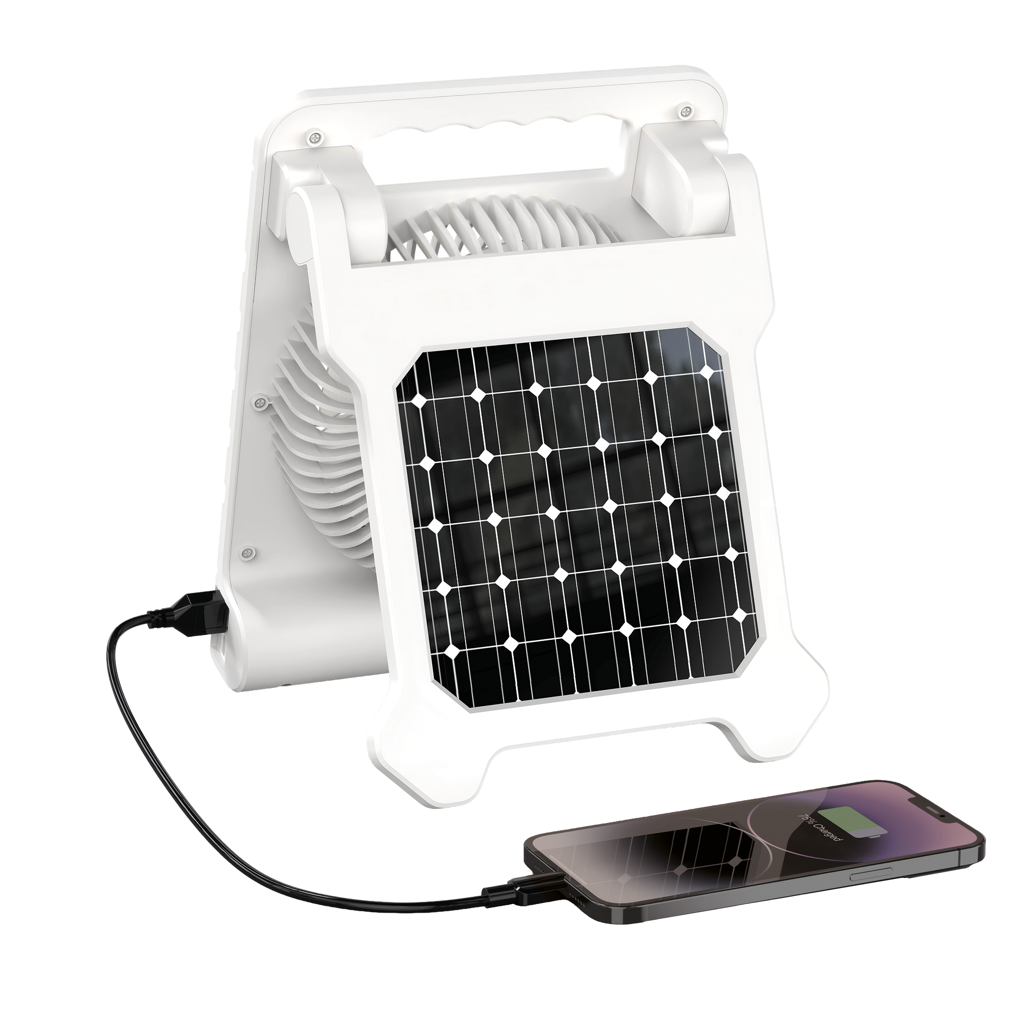 Camping-Ventilator weiß Solarpanel Front-/Seitenleuchten 19 x 25 cm