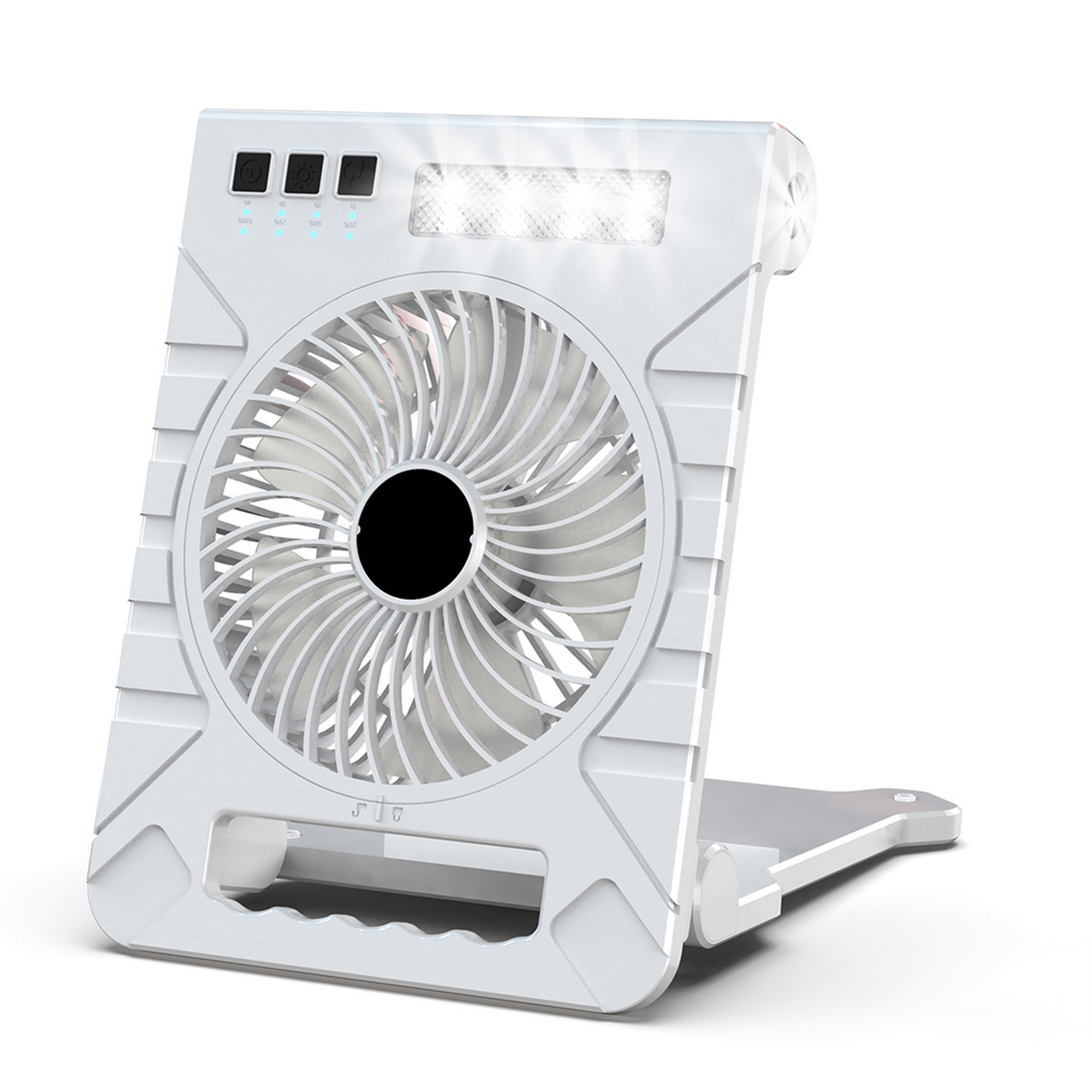 Camping-Ventilator weiß Solarpanel Front-/Seitenleuchten 19 x 25 cm
