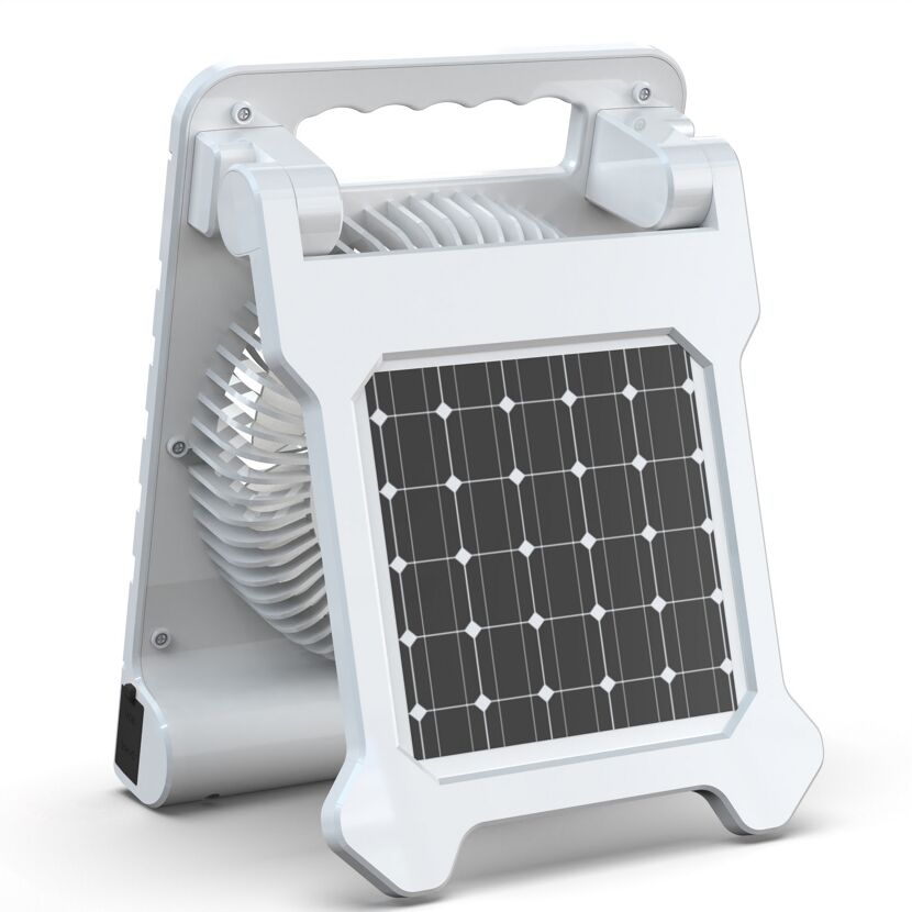 Camping-Ventilator weiß Solarpanel Front-/Seitenleuchten 19 x 25 cm