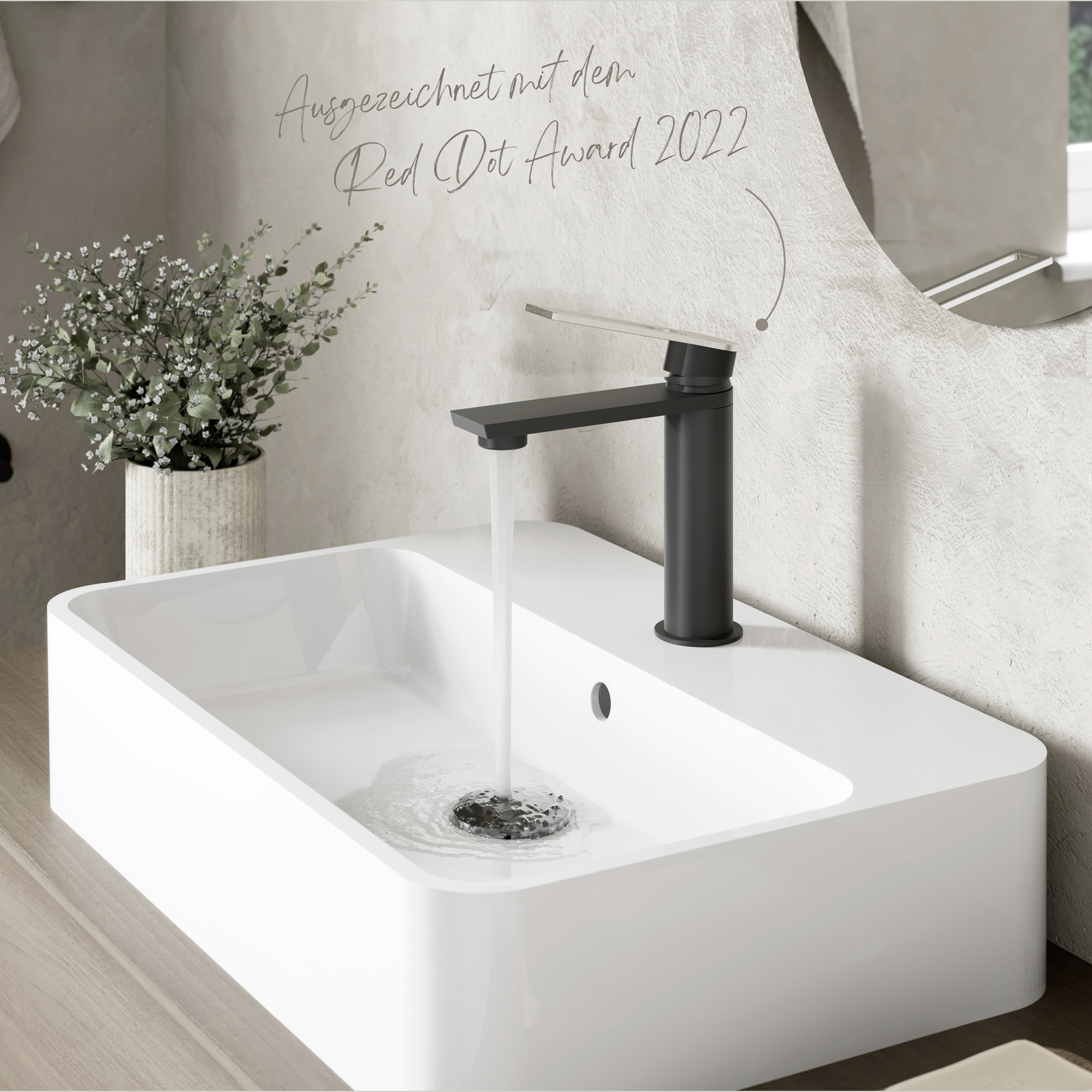 Waschticharmatur 'Mina' schwarz/edelstahlfarben 17,9 cm