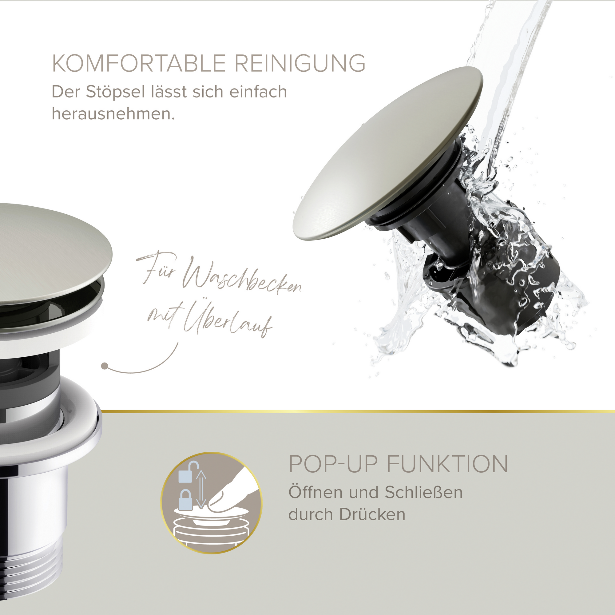 Waschticharmatur 'Mina' schwarz/edelstahlfarben 17,9 cm