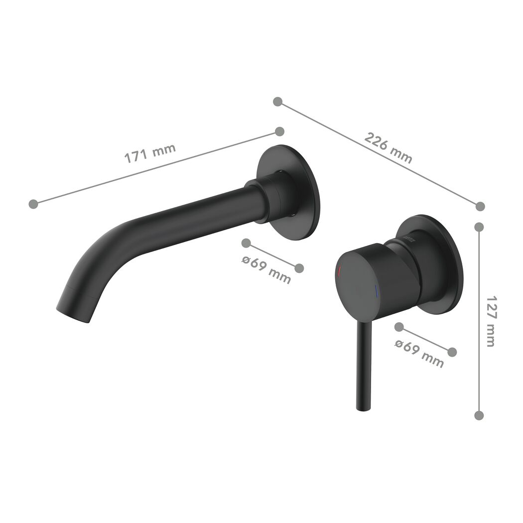 Waschtischarmatur 'Bow²' schwarz-matt 12,7 cm