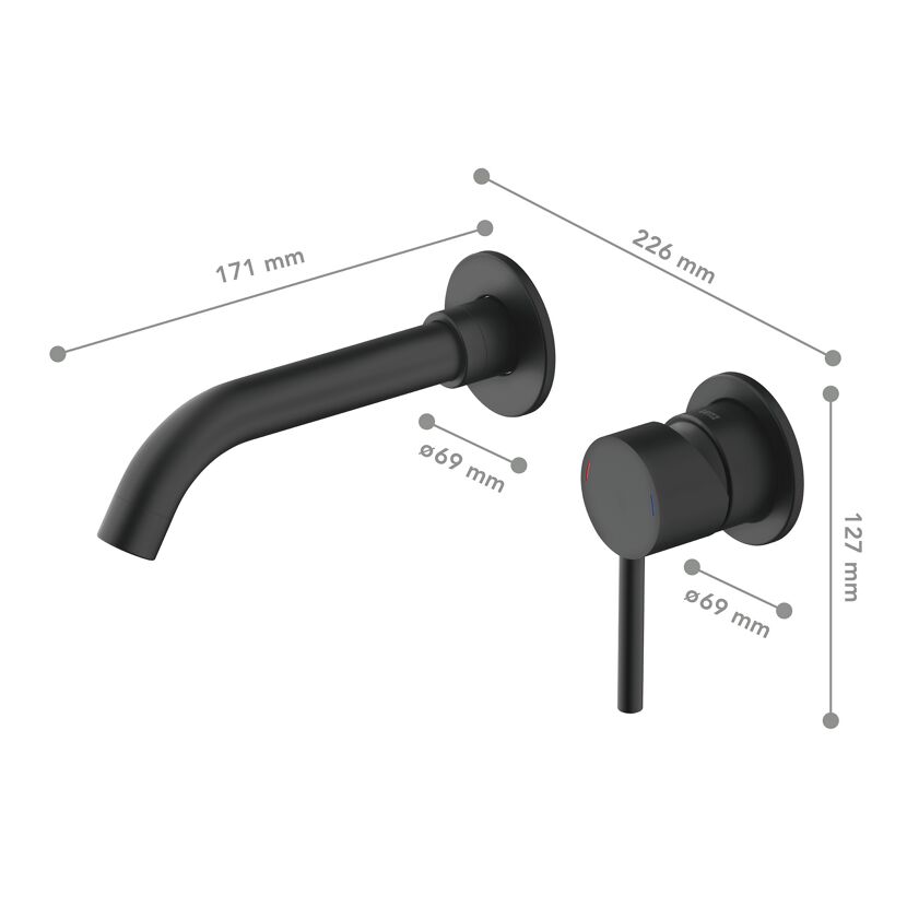 Waschtischarmatur 'Bow²' schwarz-matt 12,7 cm