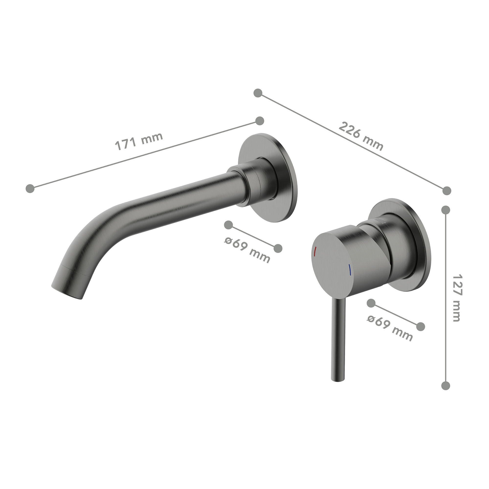 Waschtischarmatur 'Bow²' graphitfarben 12,7 cm