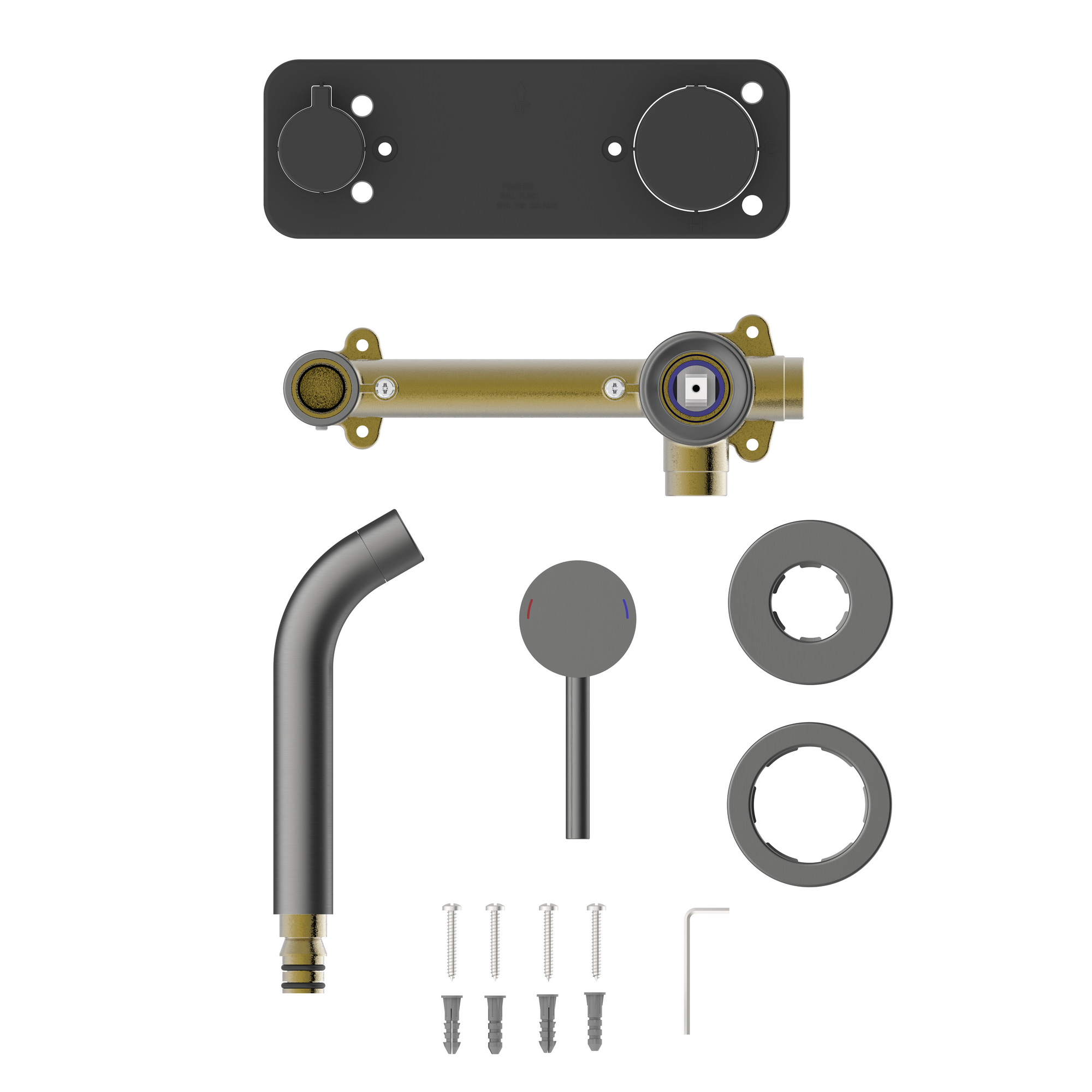 Waschtischarmatur 'Bow²' graphitfarben 12,7 cm