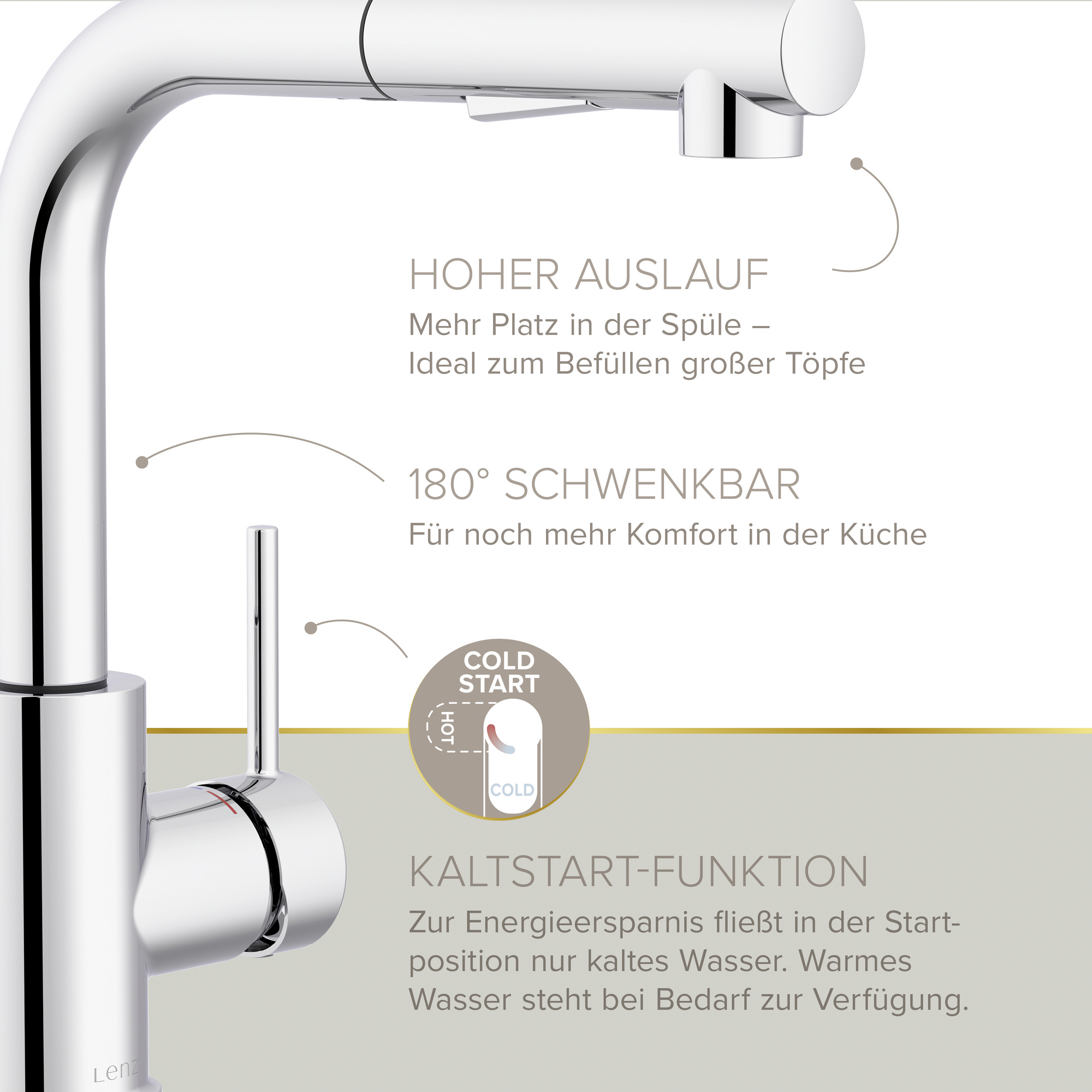 Spültischarmatur 'Olina Flex' chromfarben 27,7 cm mit Geschirrbrause