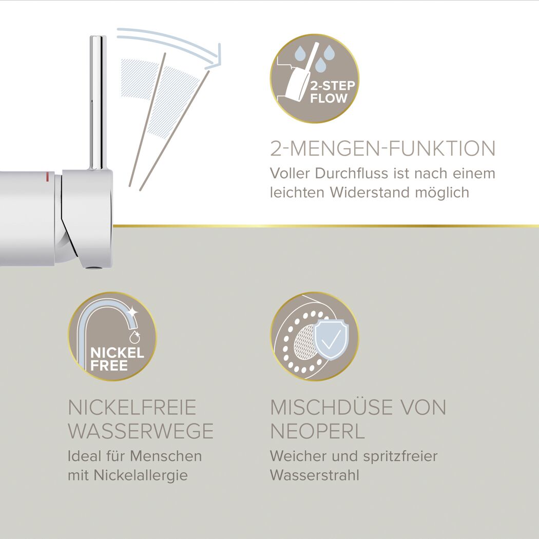Küchenarmatur 'Olina Flex' chromfarben 27,7 cm mit Geschirrbrause