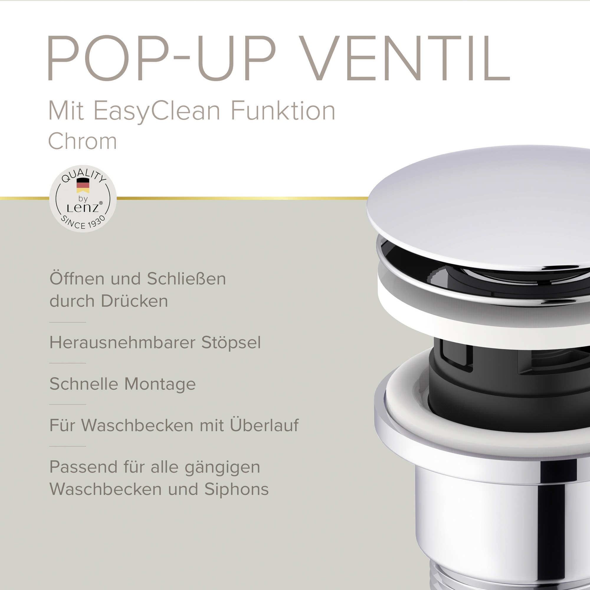 Pop-Up-Ablaufventil 'EasyClean' chromfarben